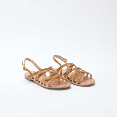Sandales brides avec clous BEIGE
