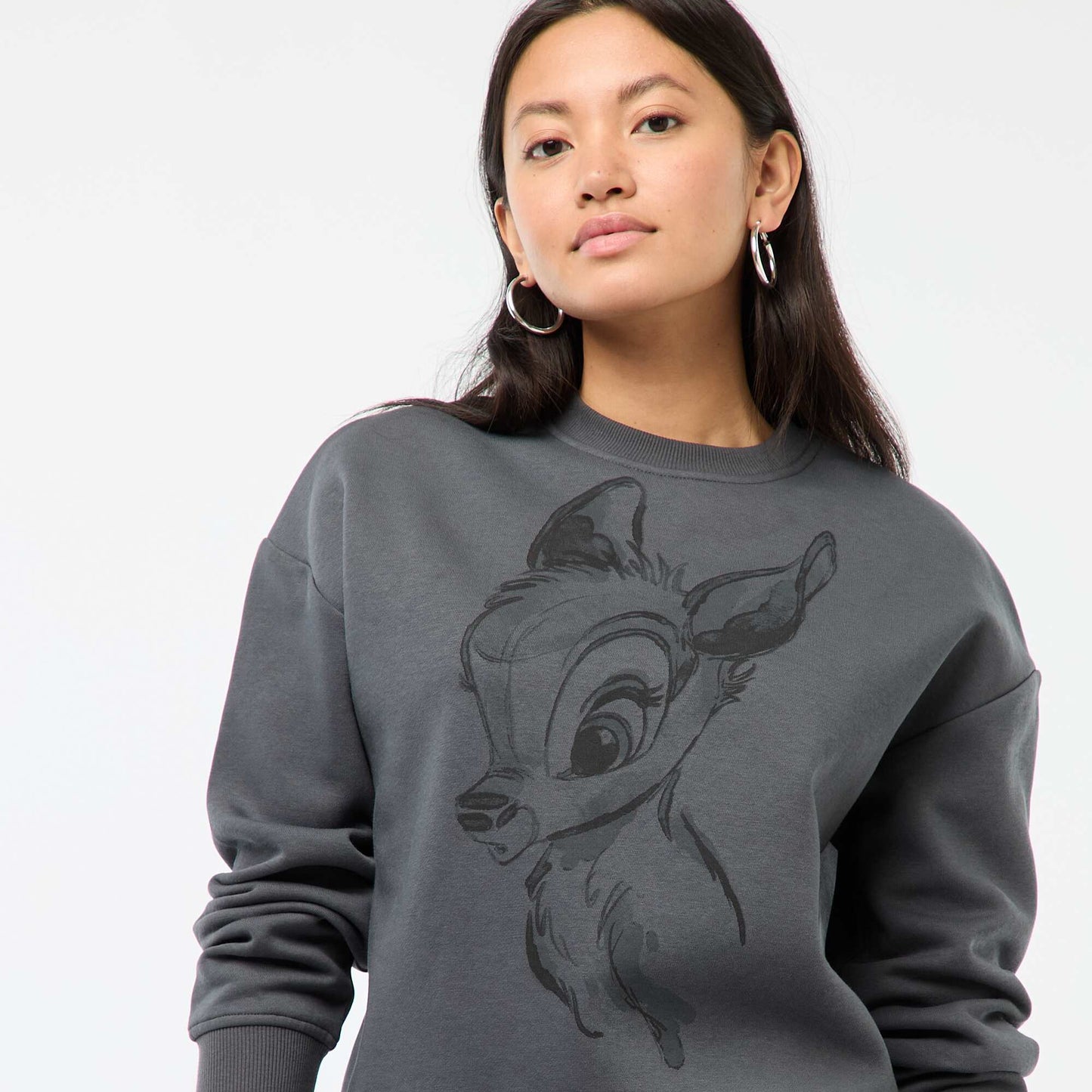 Sweat en molleton imprimé 'Bambi' GRIS