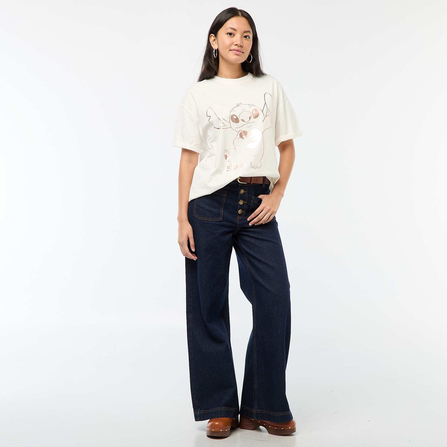 Tee-shirt imprimé 'Stitch' BLANC