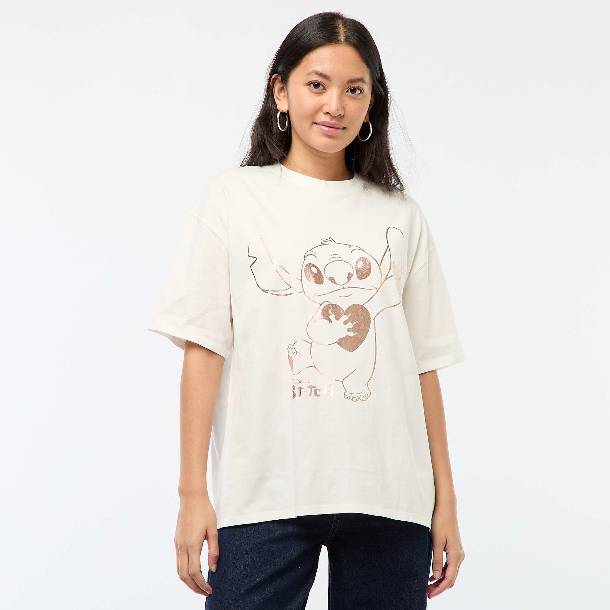 Tee-shirt imprimé 'Stitch' BLANC