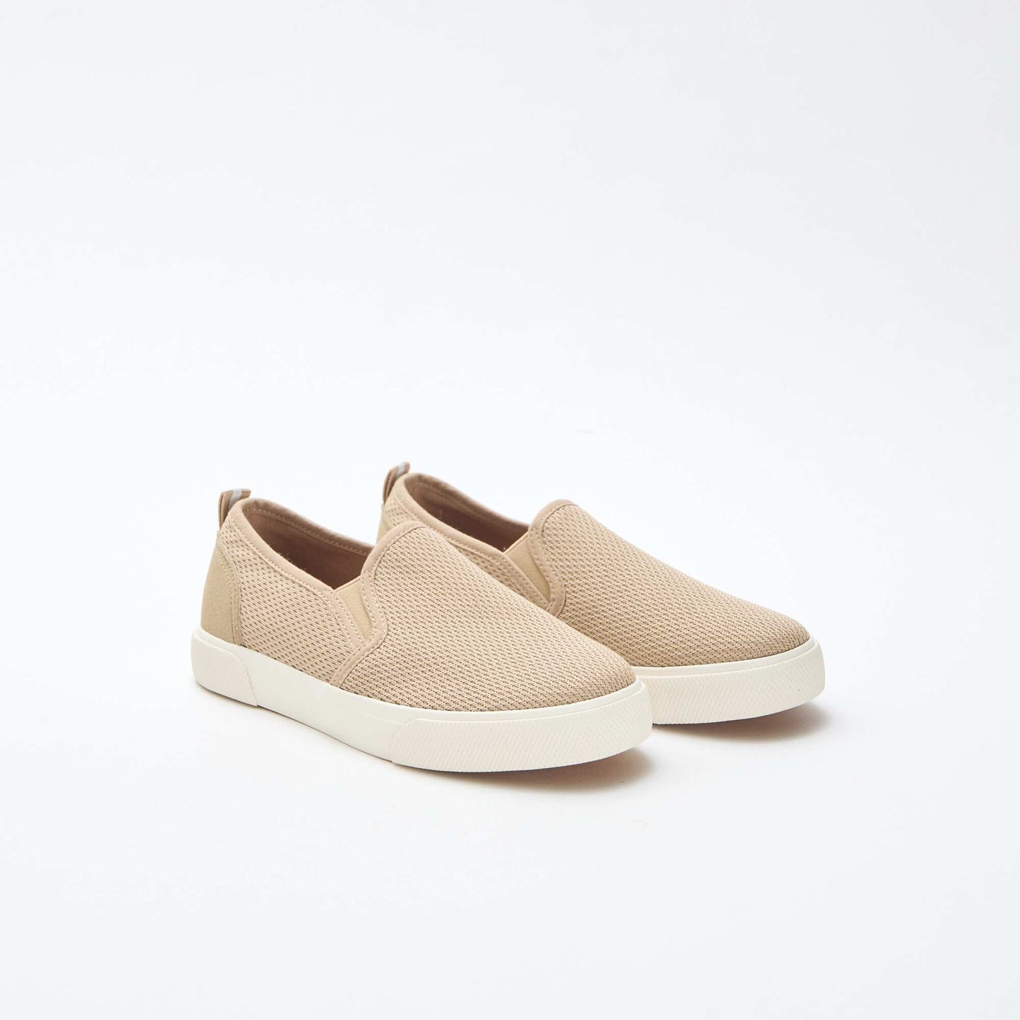 Baskets basses slip-on en mesh uni BEIGE