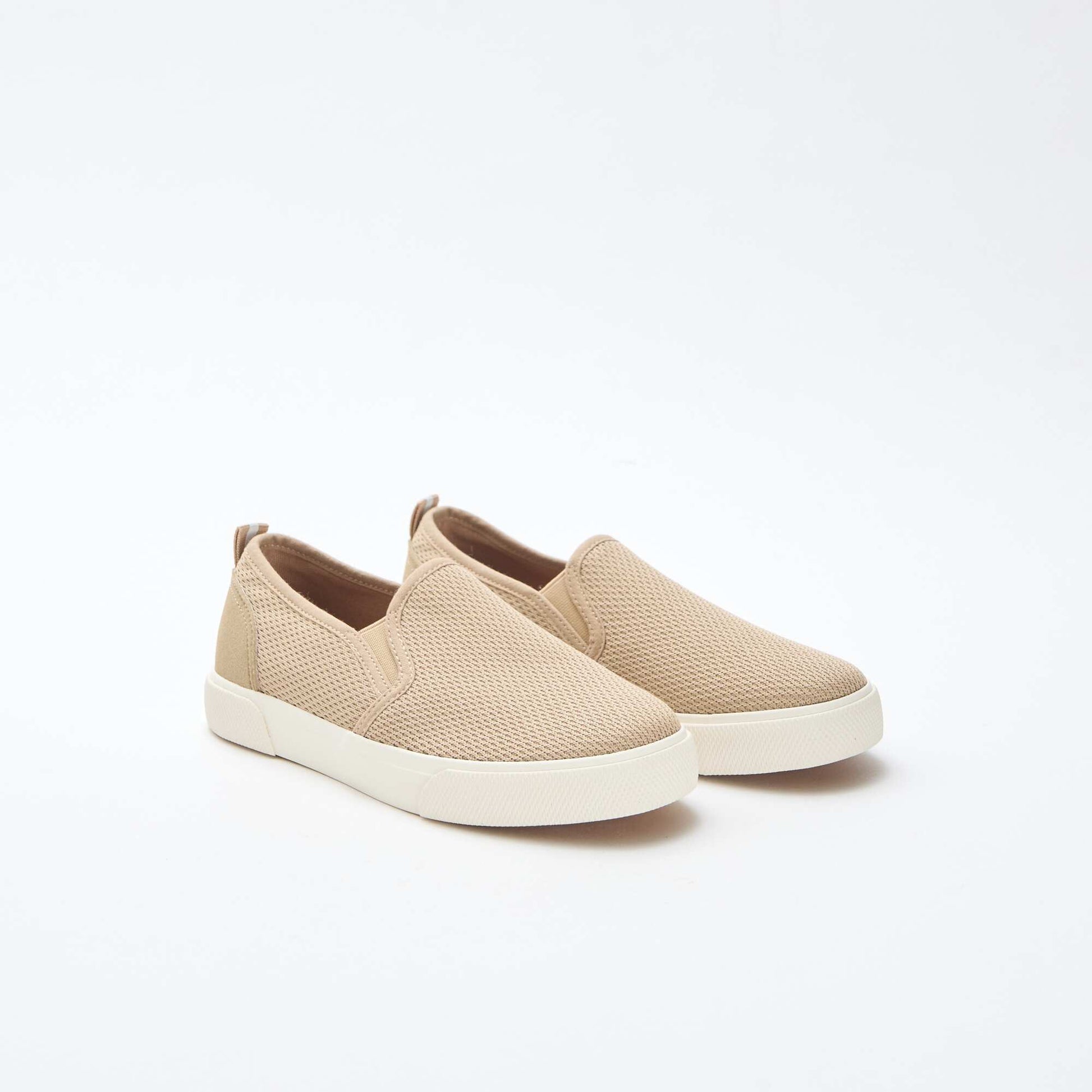 Baskets basses slip-on en mesh uni BEIGE