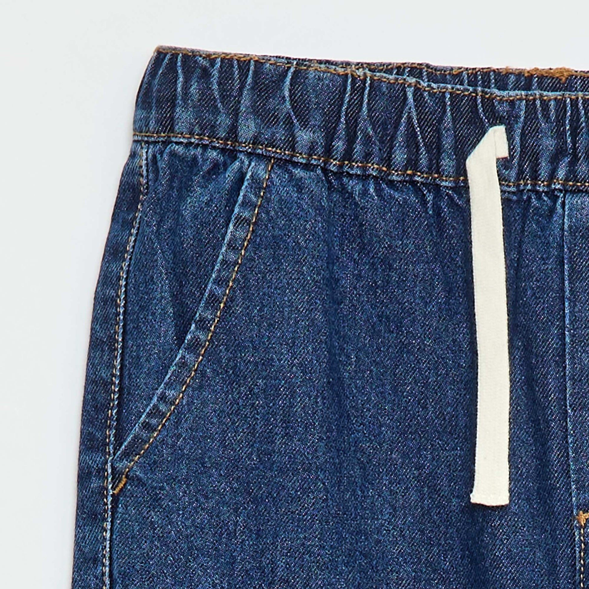 Pantalon denim coupe jogger BLEU