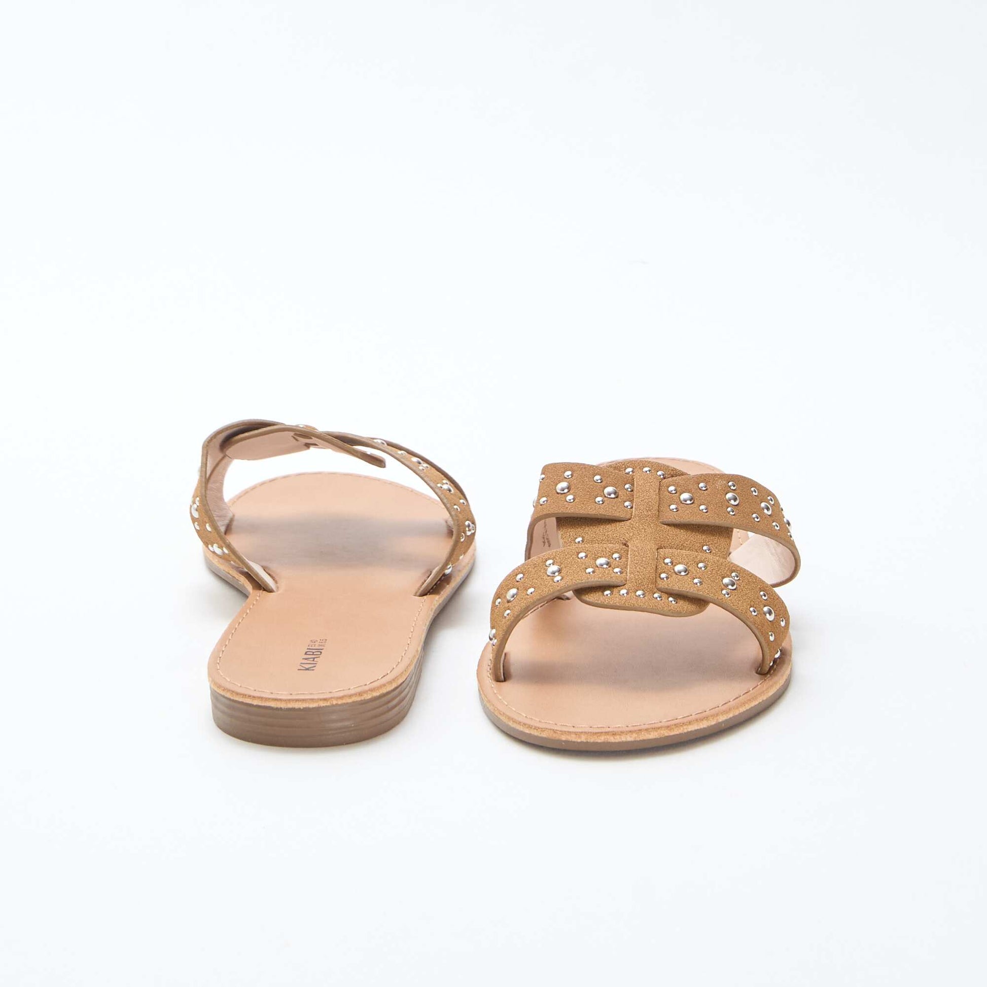 Mules avec bride en macramé brillant MARRON