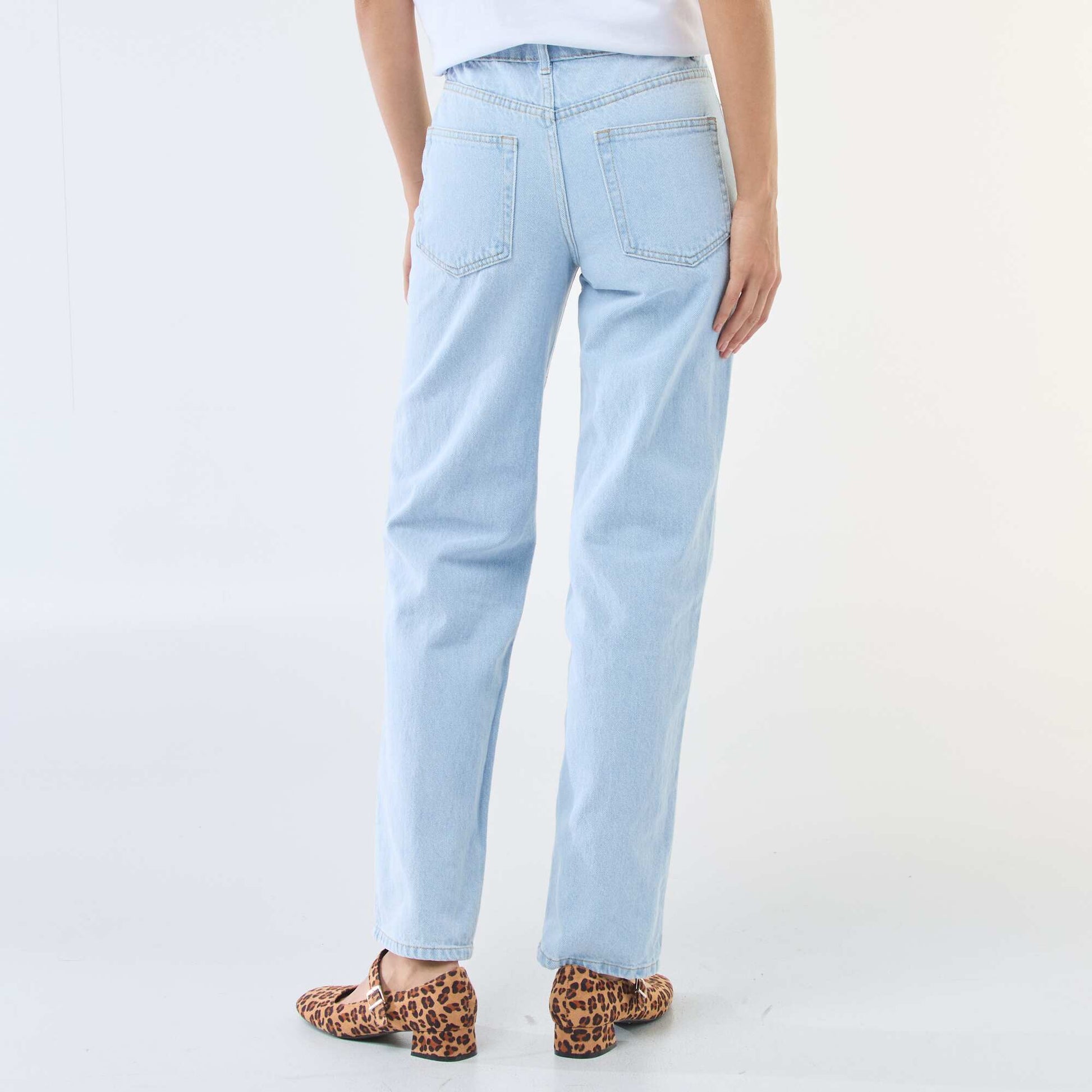 Jean straight denim en coton BLEU