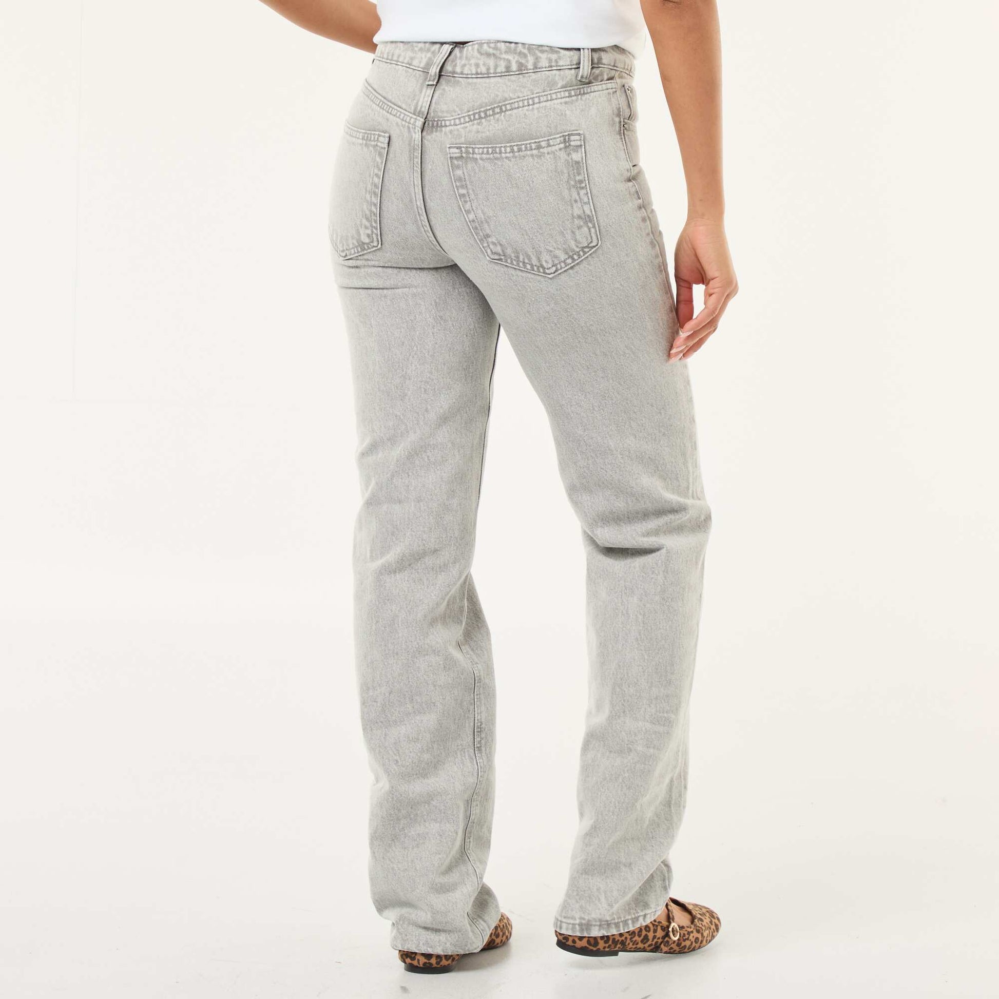 Jean straight denim en coton GRIS