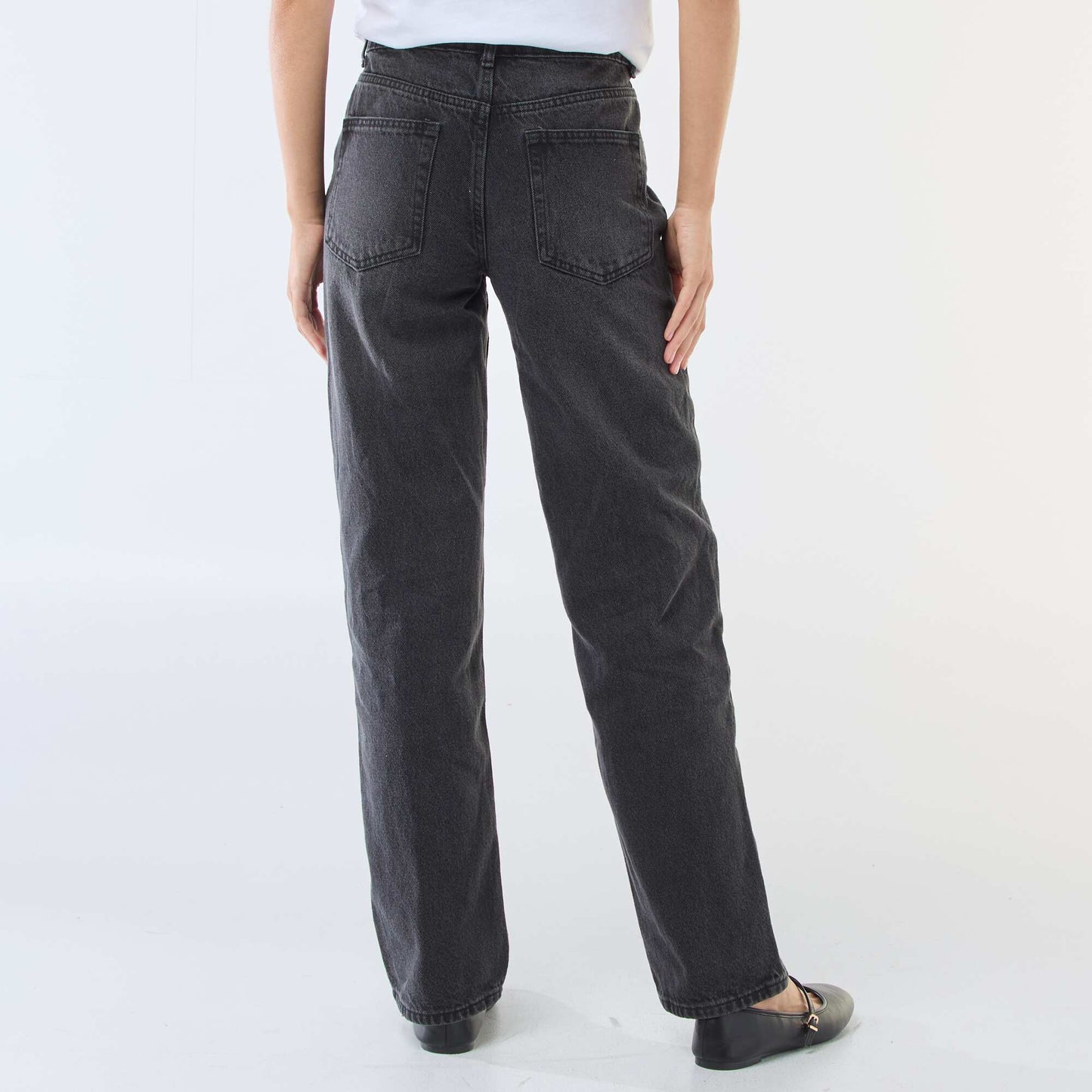 Jean straight denim en coton NOIR