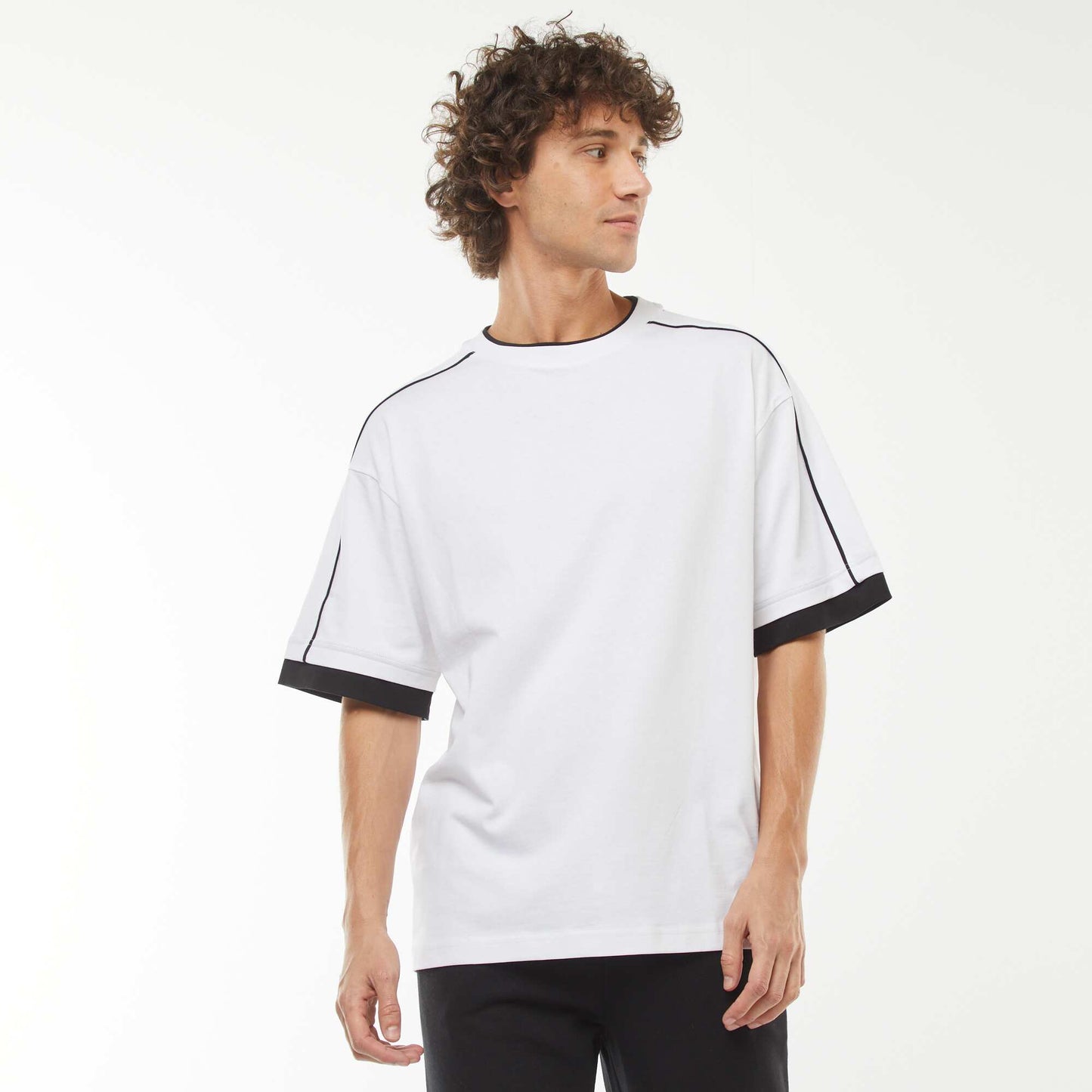 T-shirt oversize avec ligne BLANC