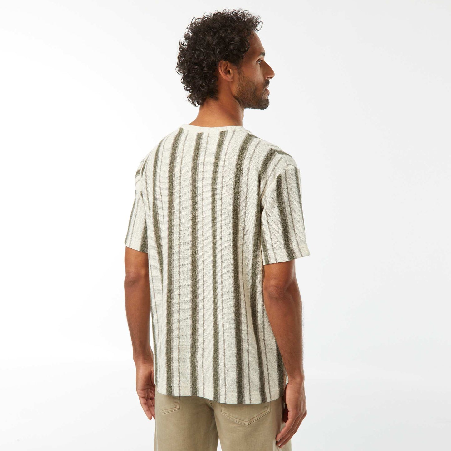 T-shirt en maille tricot à manches courtes BEIGE