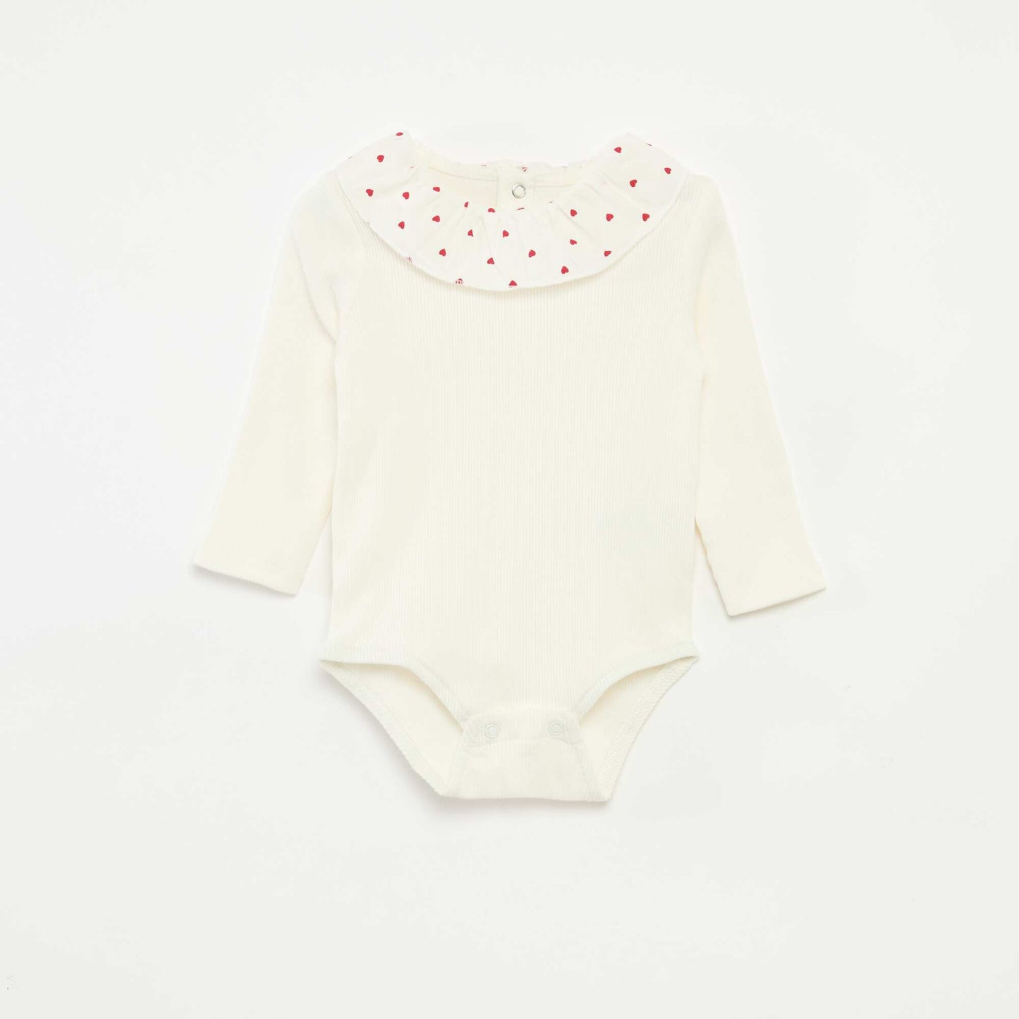 Body côtelé avec collerette BLANC