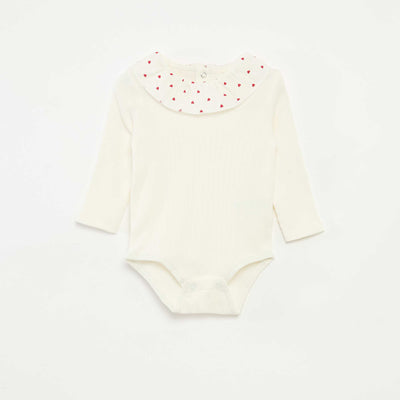 Body côtelé avec collerette BLANC