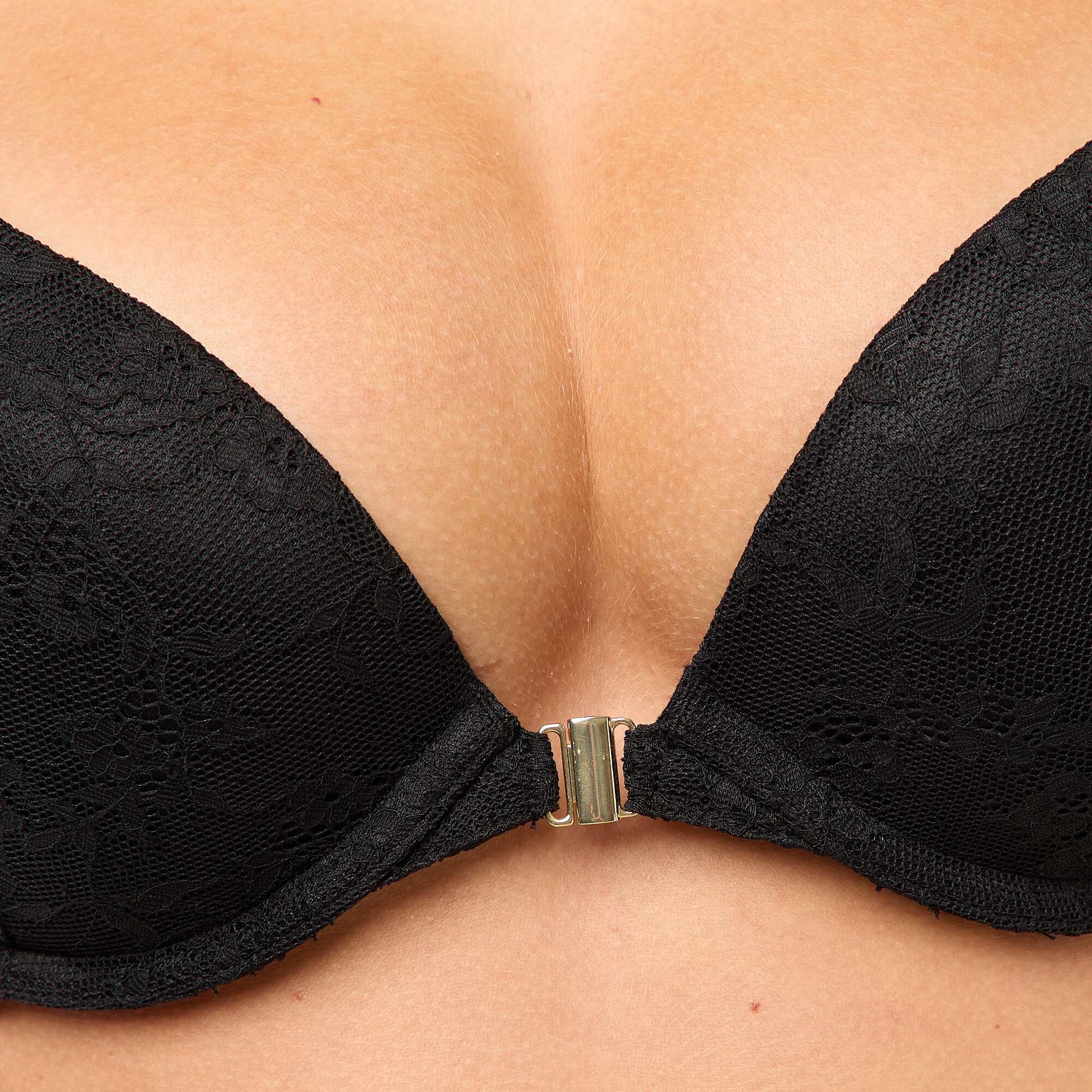 Soutien-gorge push up en dentelle avec dos nageur NOIR