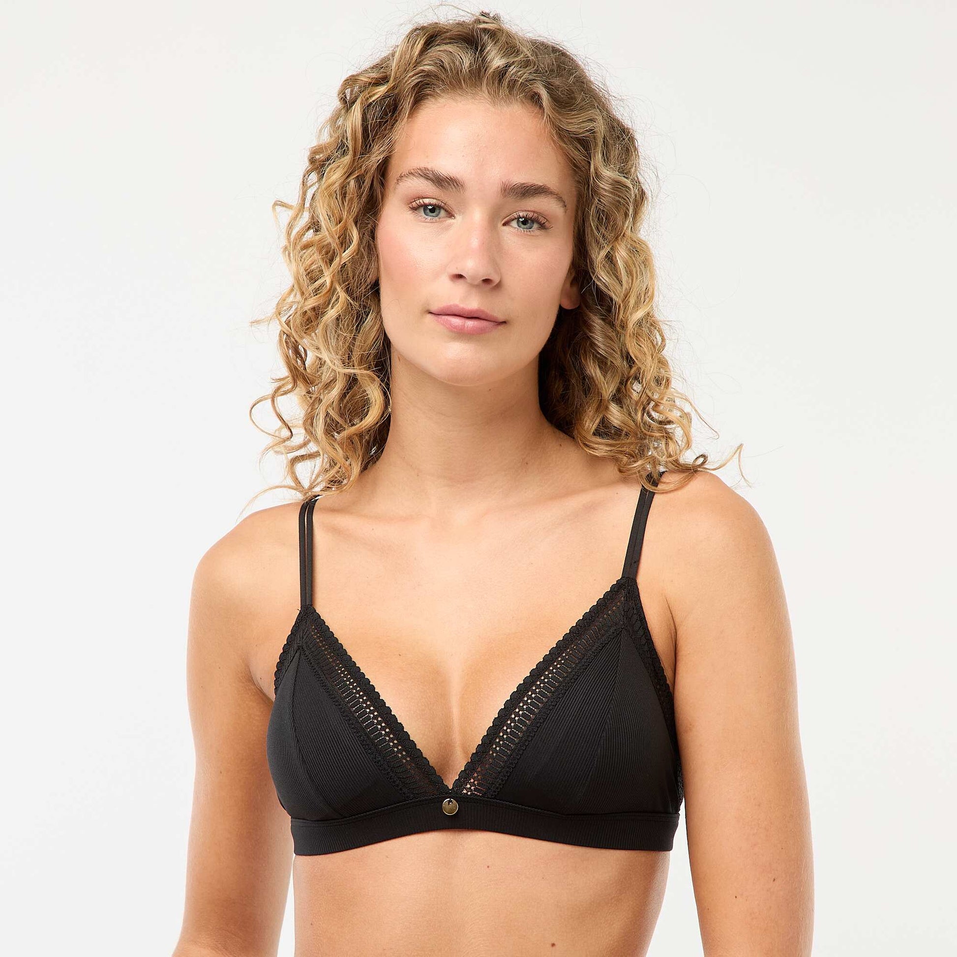 Soutien-gorge triangle en microfibre côtelée NOIR