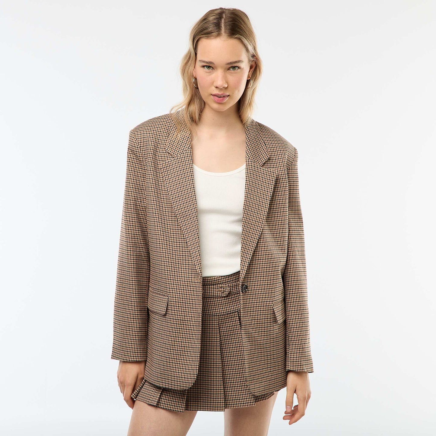 Blazer imprimé pied de poule MARRON