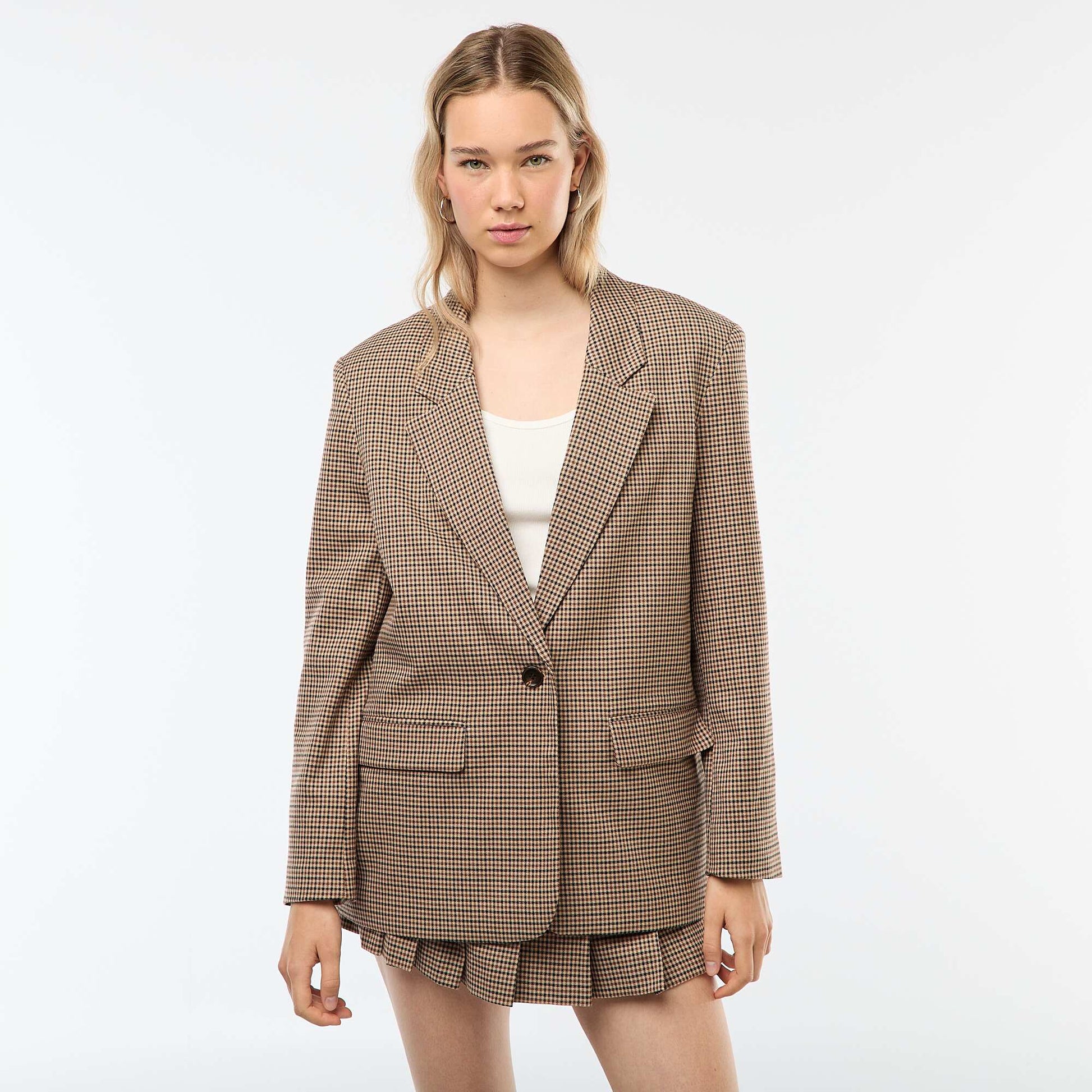 Blazer imprimé pied de poule MARRON