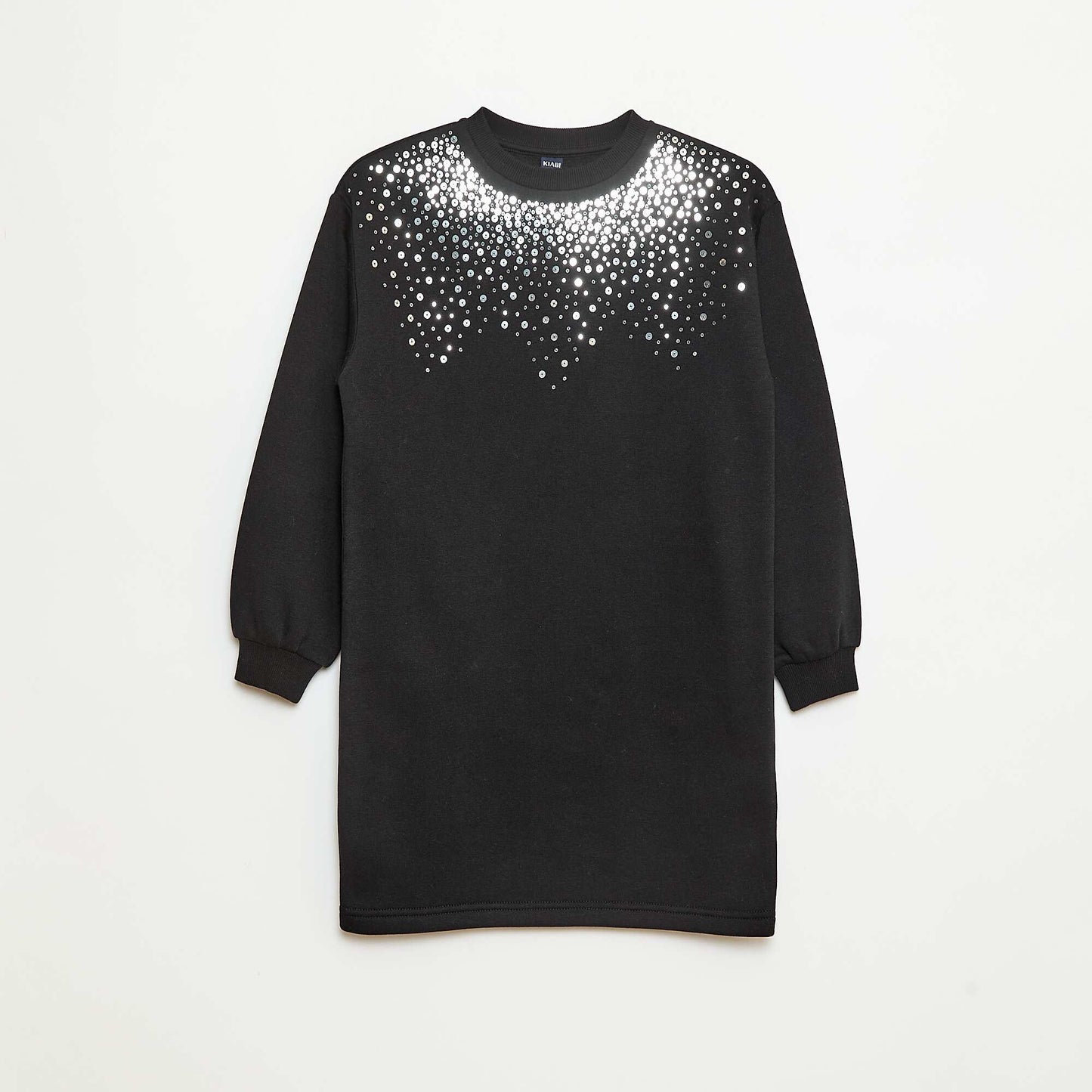 Robe en molleton avec animation sequins pailletés NOIR
