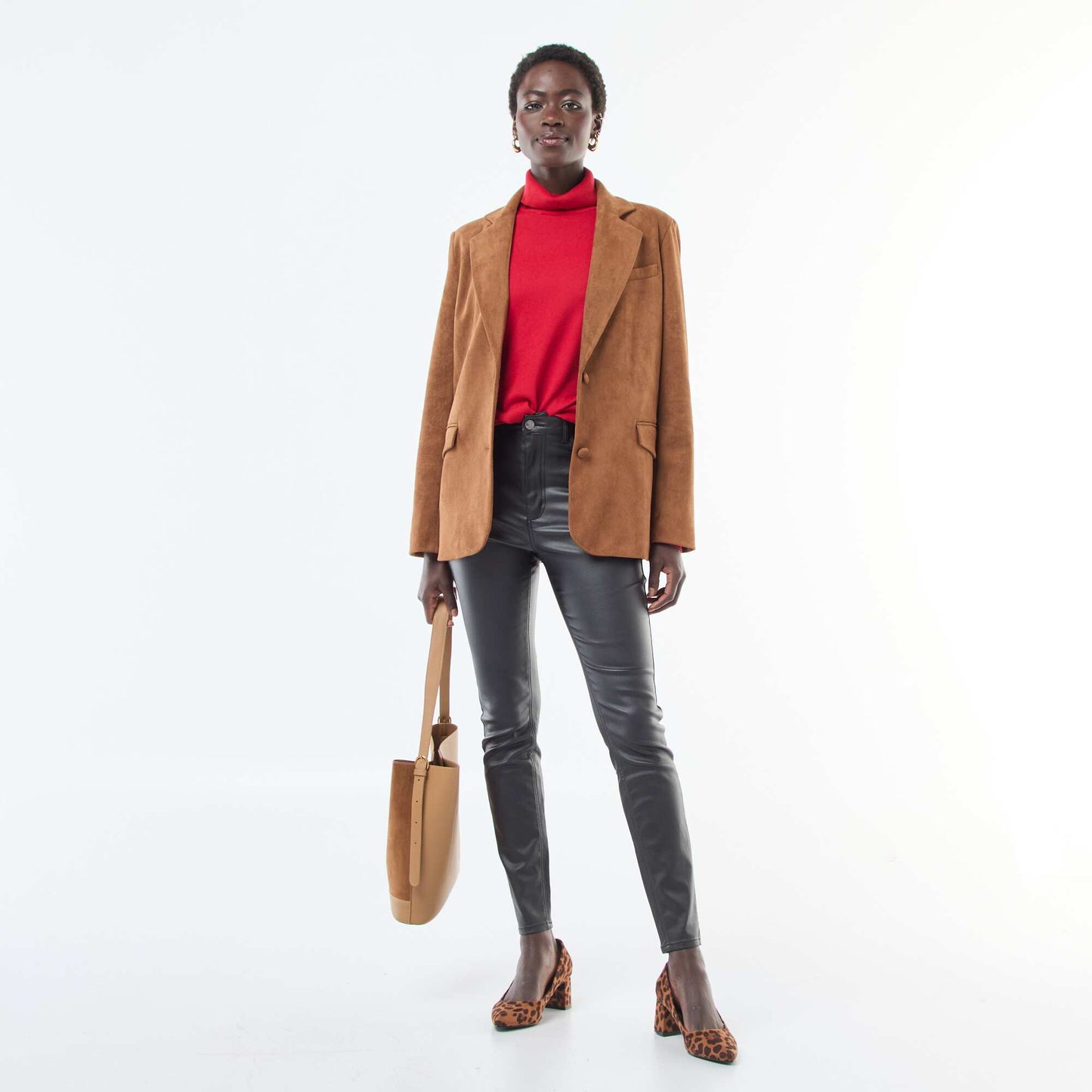 Pantalon skinny coated uni NOIR