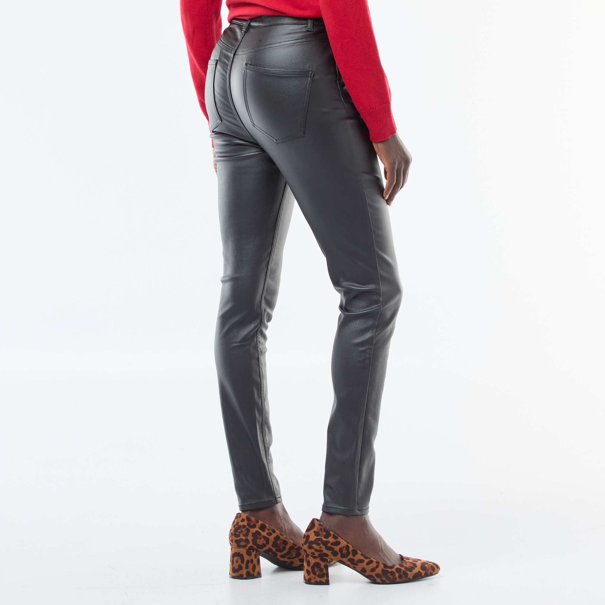 Pantalon skinny coated uni NOIR