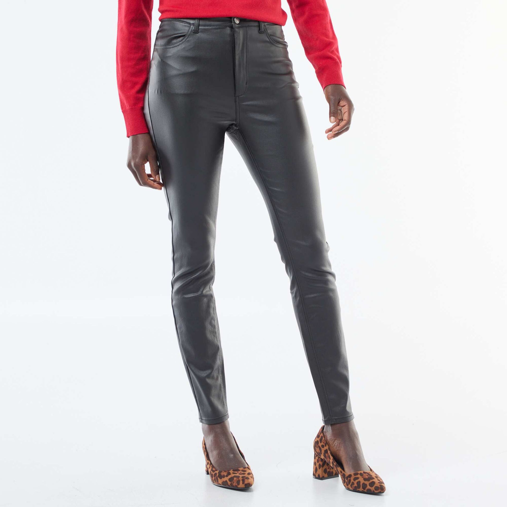 Pantalon skinny coated uni NOIR