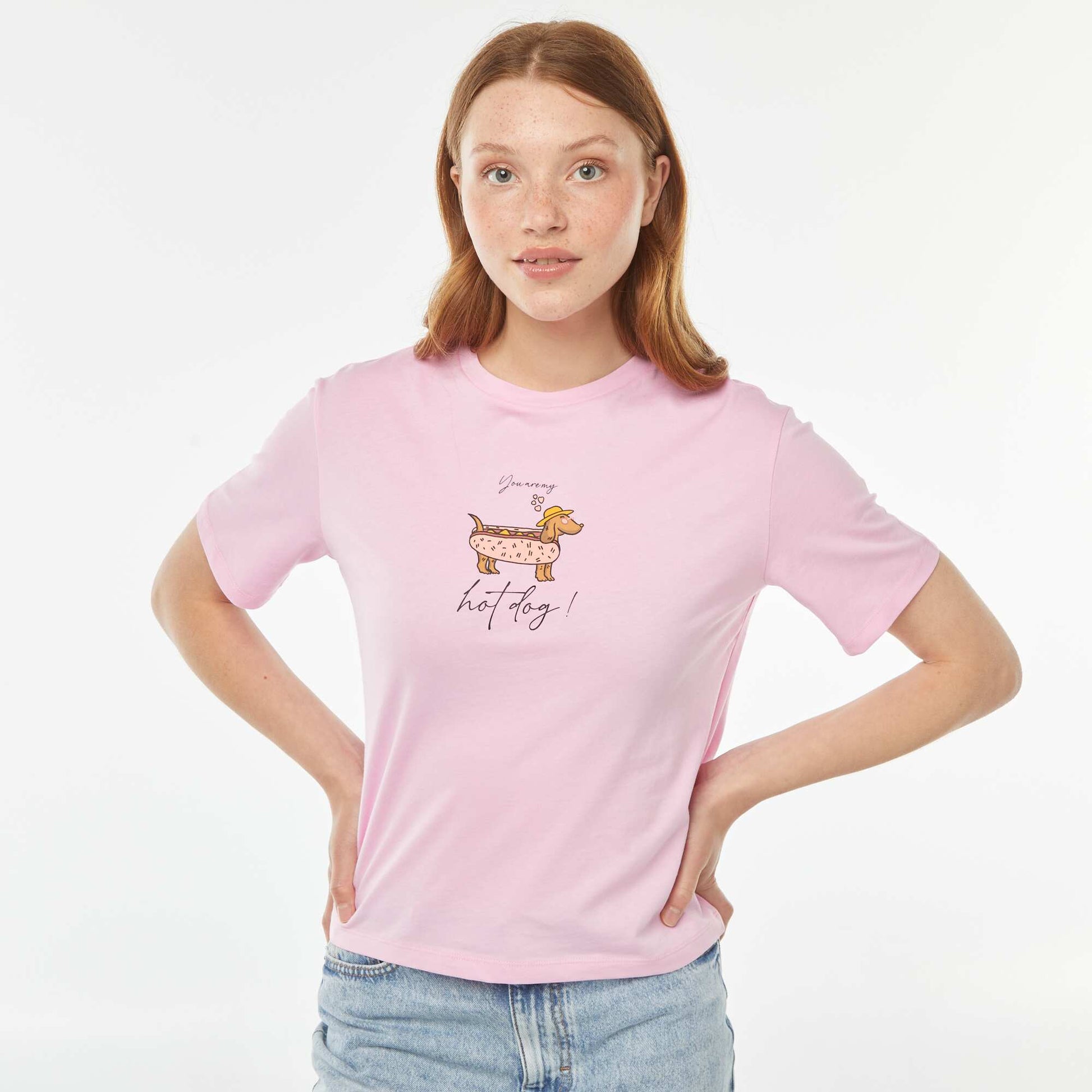 Tee-shirt oversize avec print devant ROSE