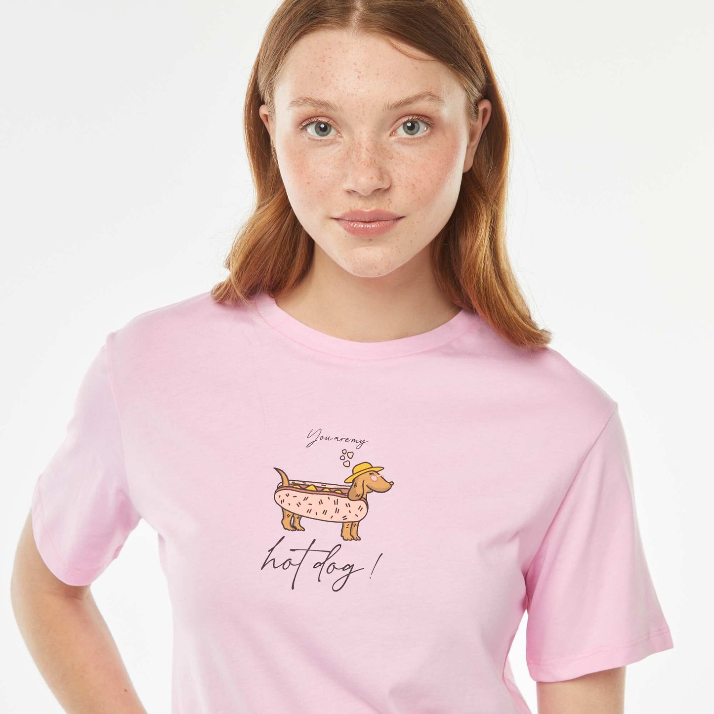 Tee-shirt oversize avec print devant ROSE