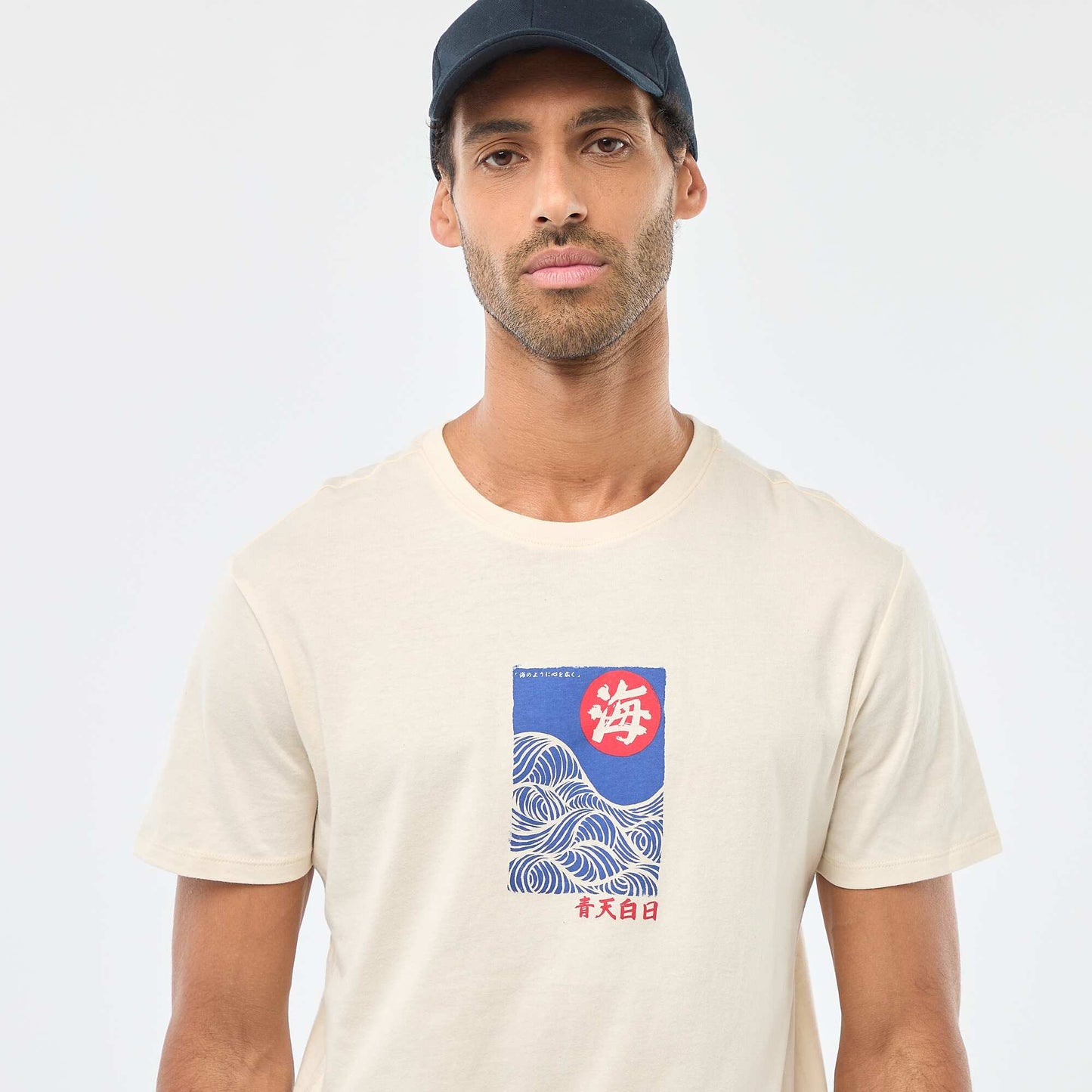 T-shirt à col rond et manches courtes imprimé BLANC