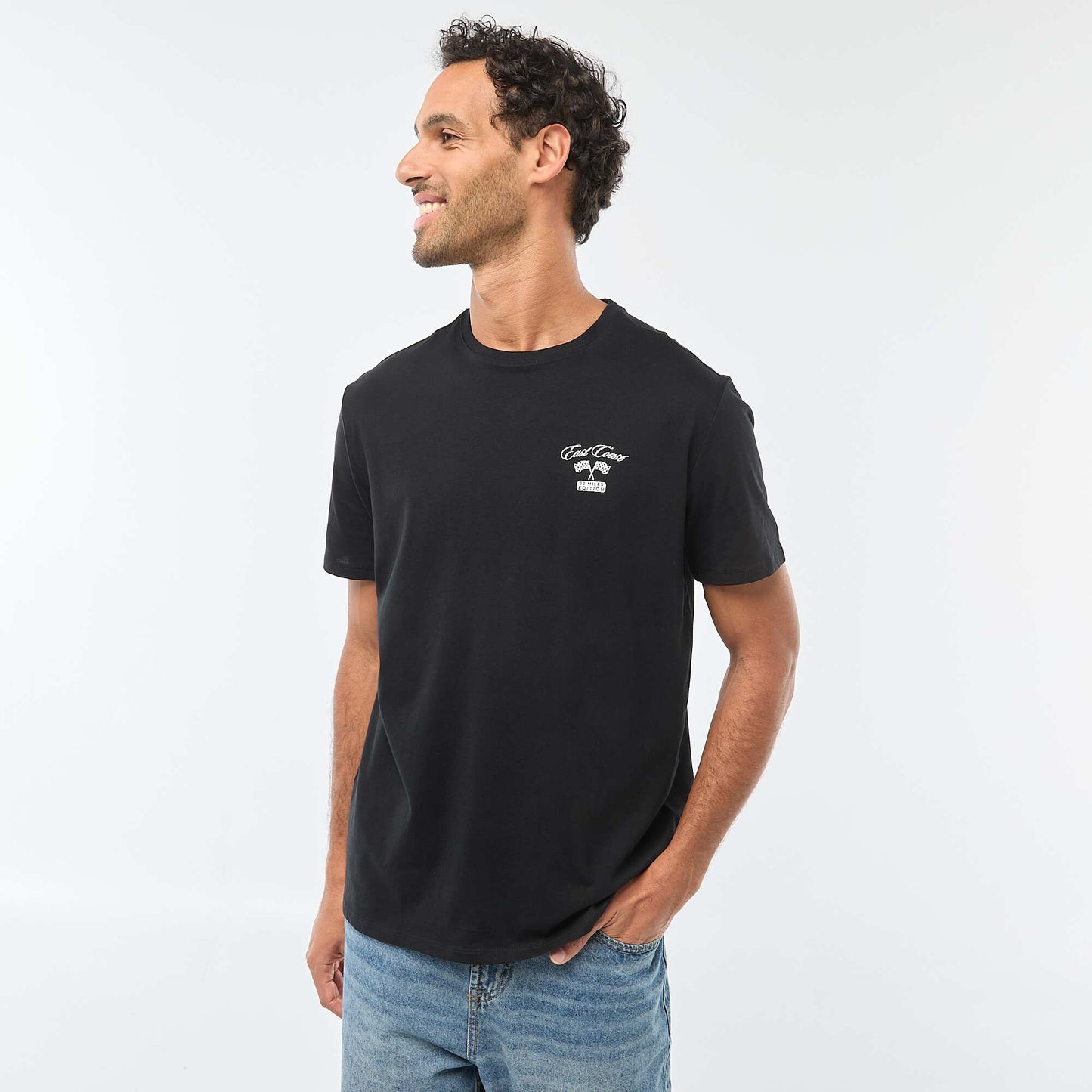 T-shirt à col rond et manches courtes imprimé NOIR