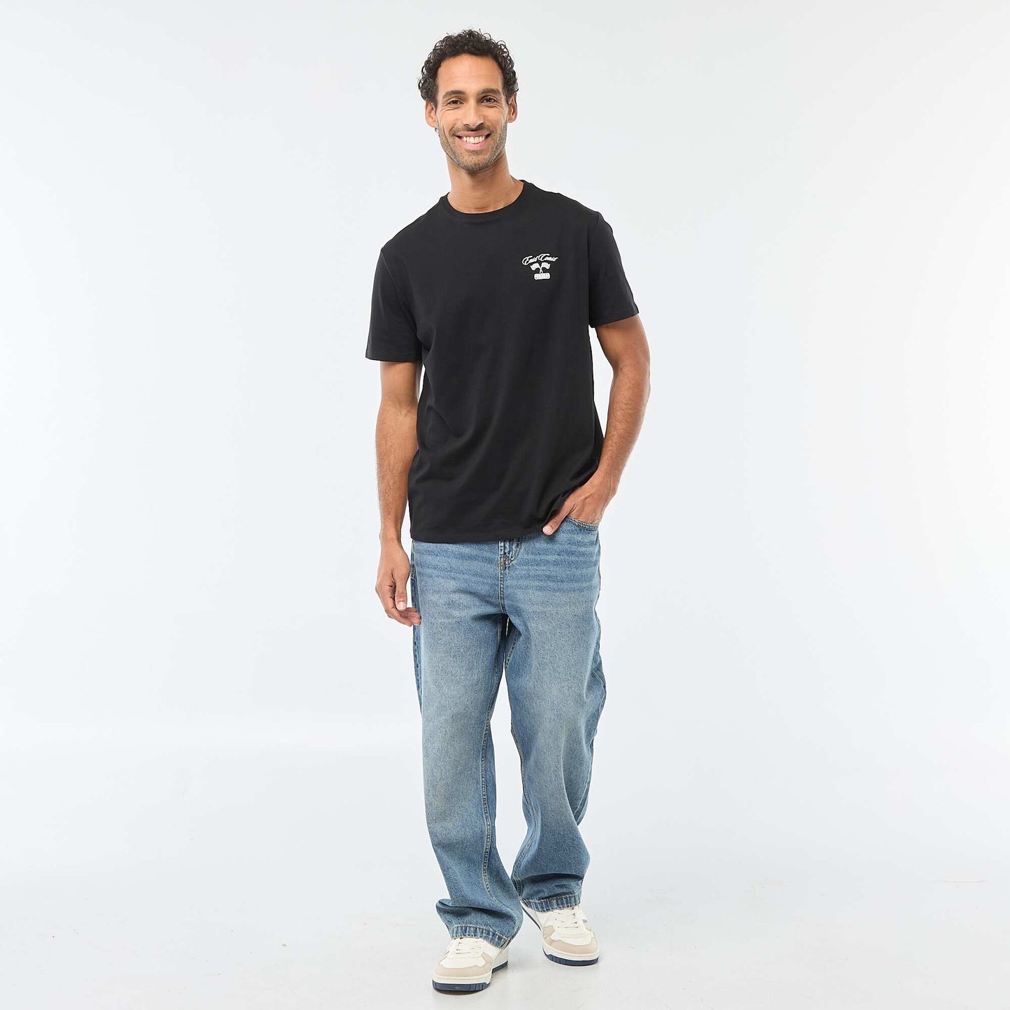 T-shirt à col rond et manches courtes imprimé NOIR