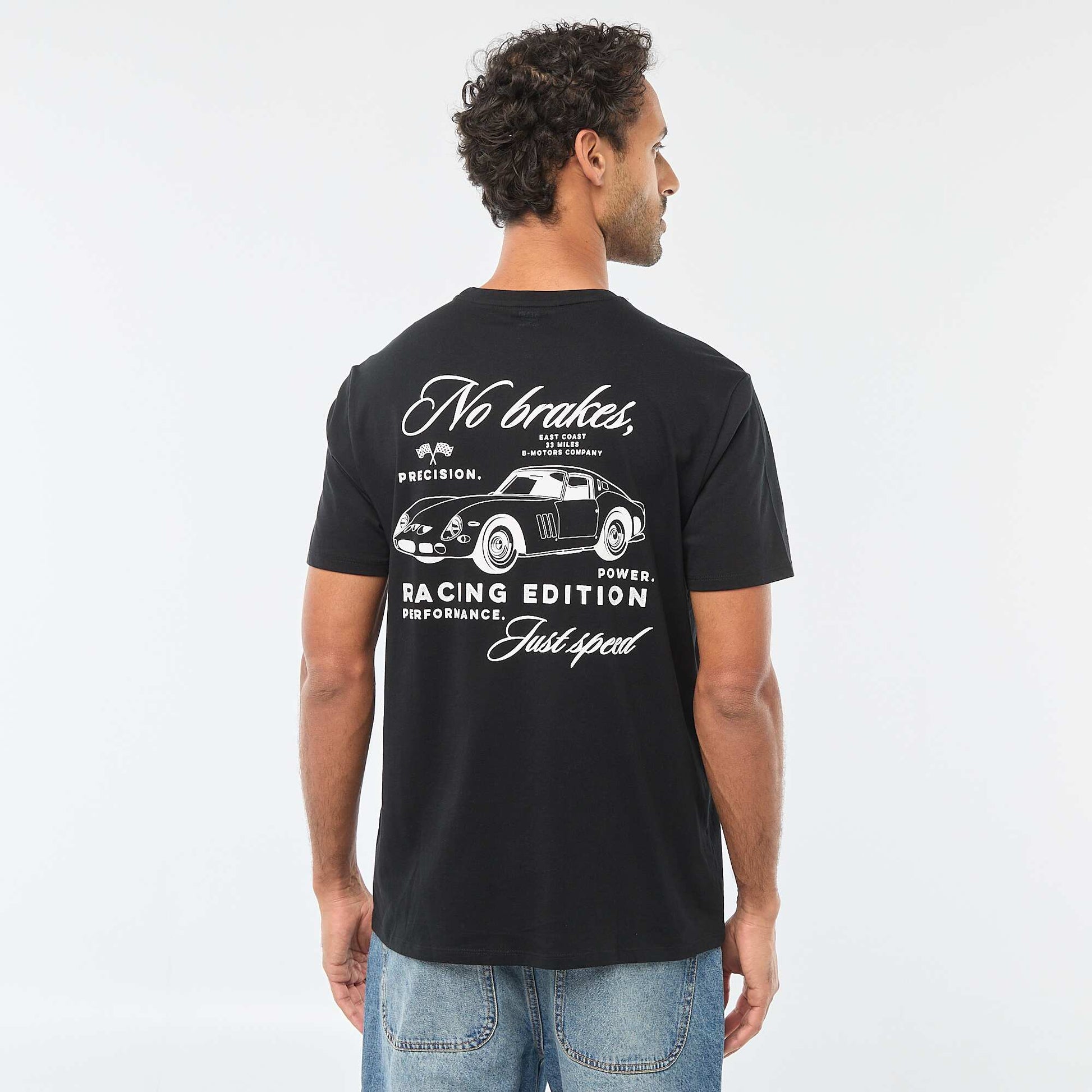 T-shirt à col rond et manches courtes imprimé NOIR