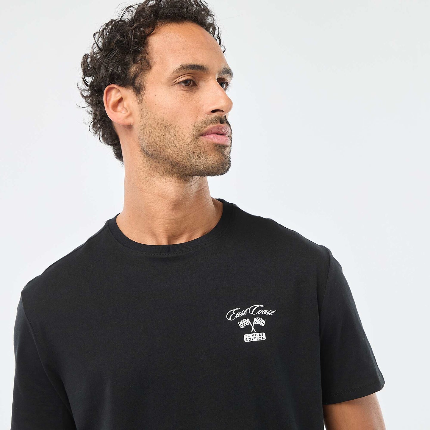 T-shirt à col rond et manches courtes imprimé NOIR