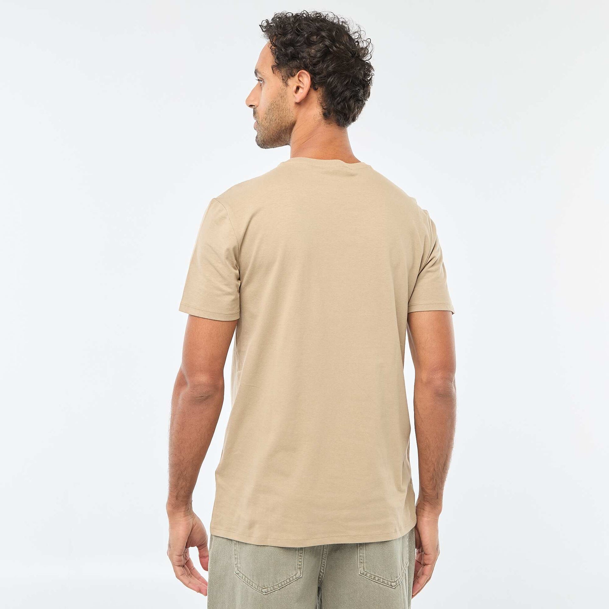 T-shirt à col rond et manches courtes imprimé BEIGE