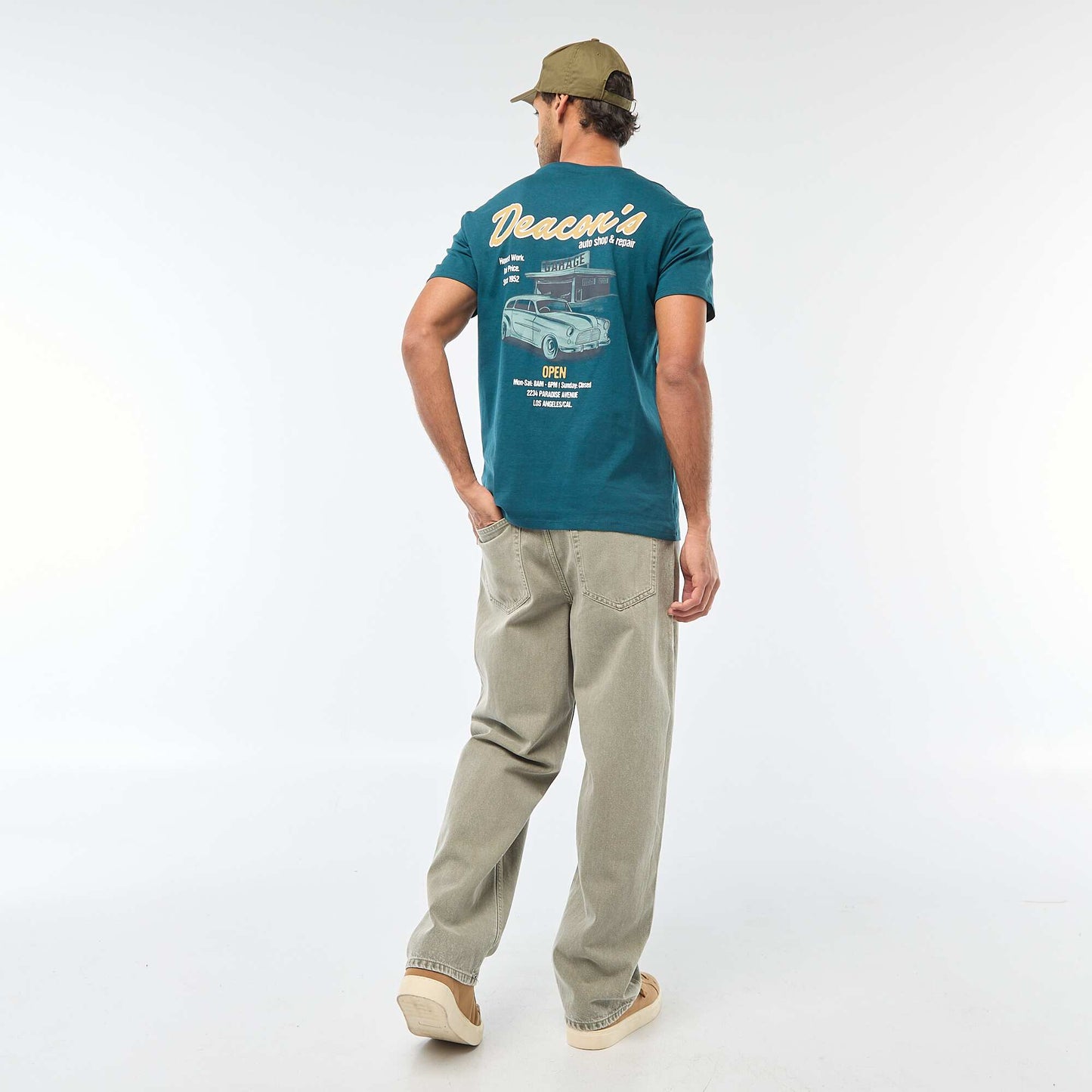 T-shirt à col rond et manches courtes imprimé BLEU