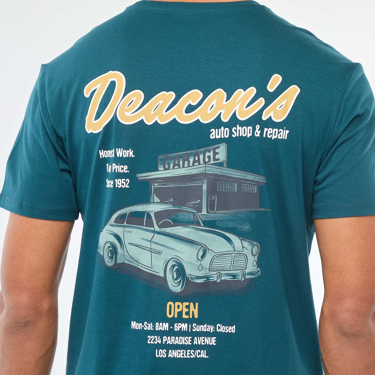 T-shirt à col rond et manches courtes imprimé BLEU