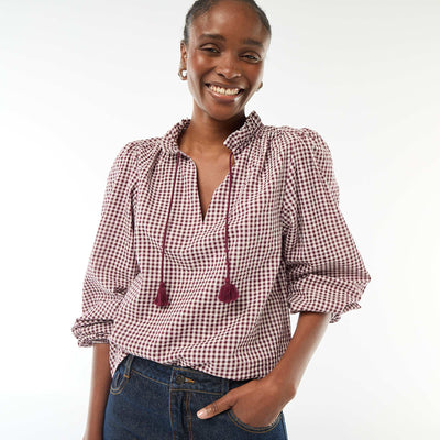 Blouse manches longues à carreaux ROSE