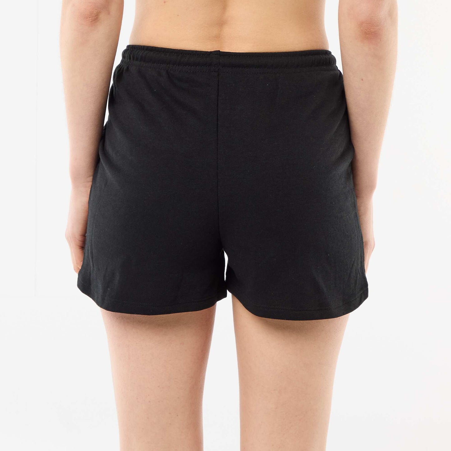 Short court en coton uni avec lien NOIR