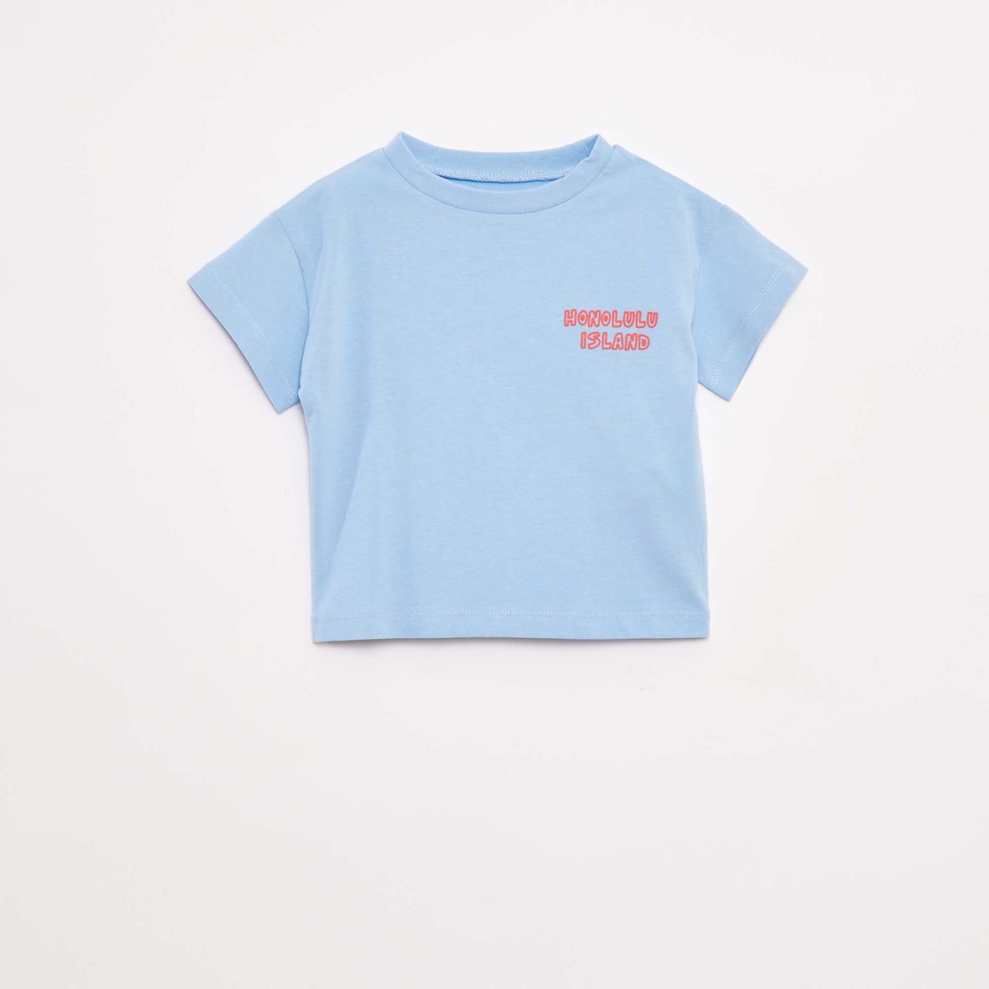 T-shirt imprimé fantaisie à manches courtes BLEU