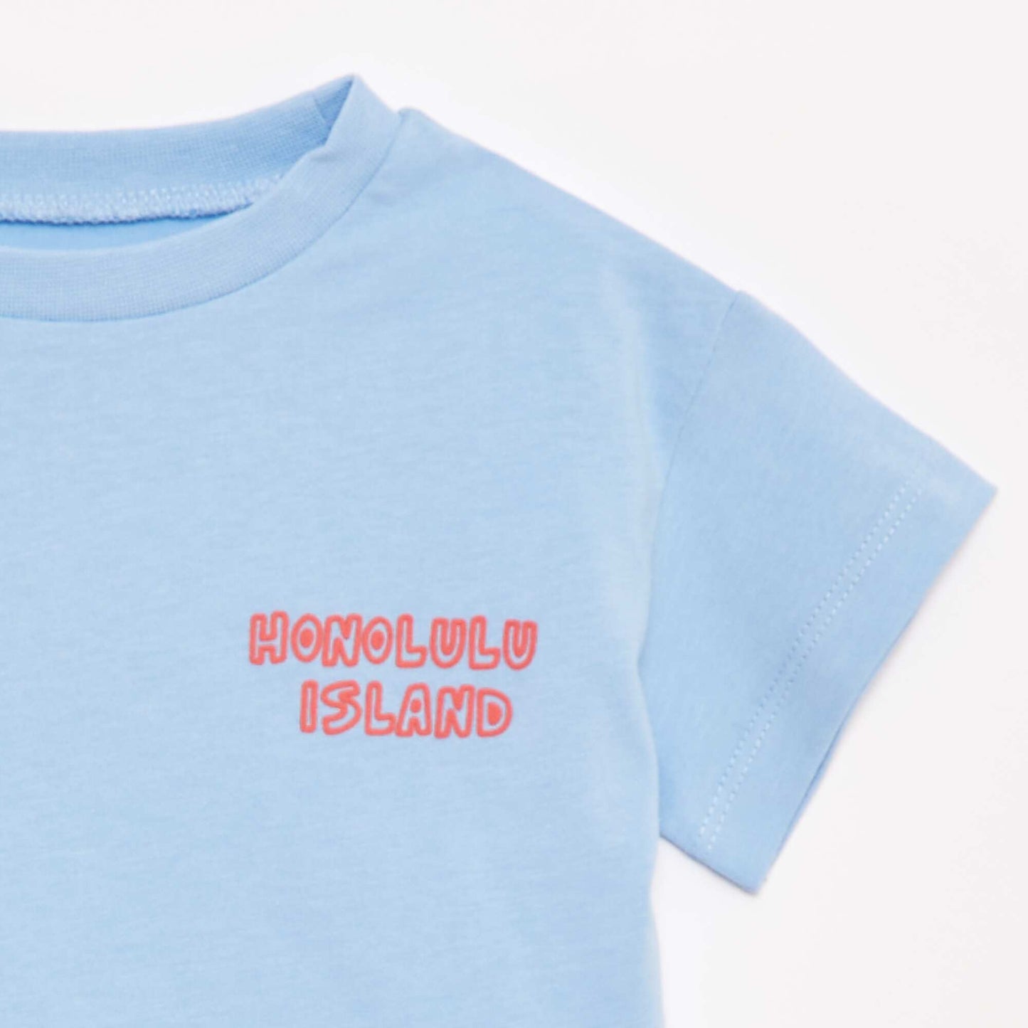 T-shirt imprimé fantaisie à manches courtes BLEU