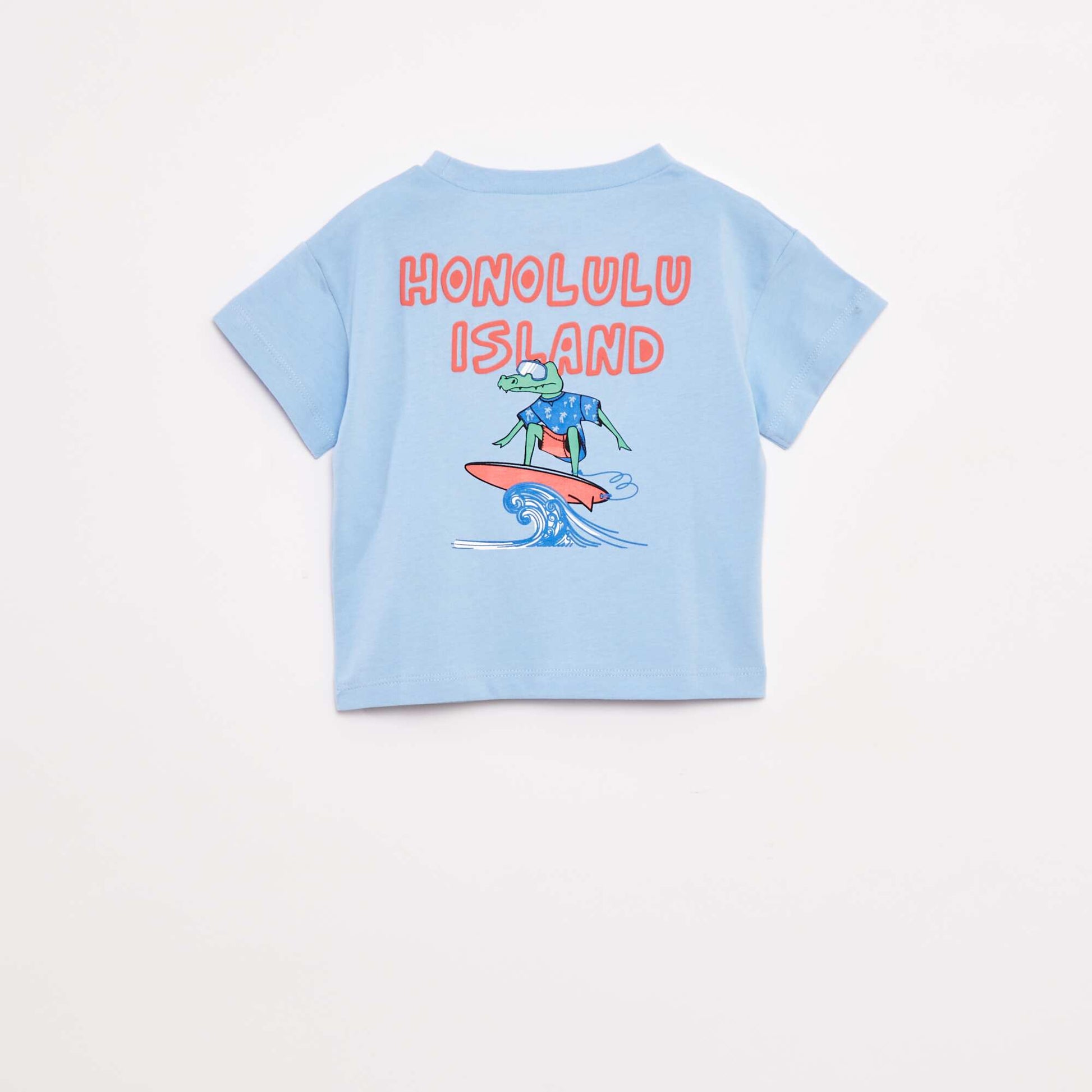 T-shirt imprimé fantaisie à manches courtes BLEU
