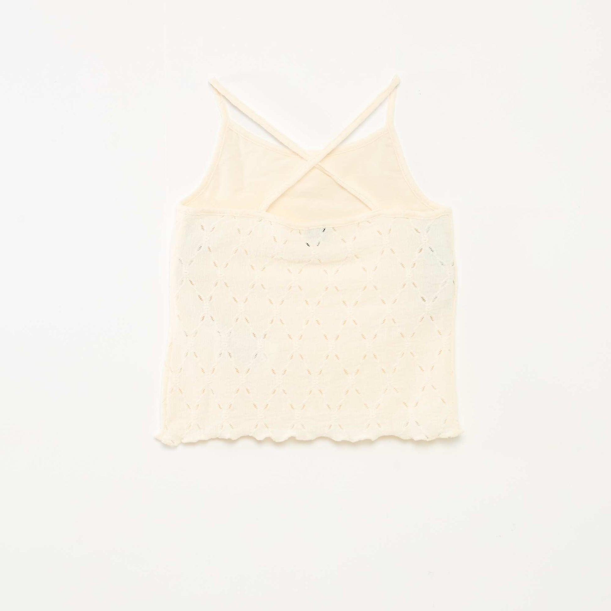 Débardeur en maille fantaisie avec fines bretelles BLANC