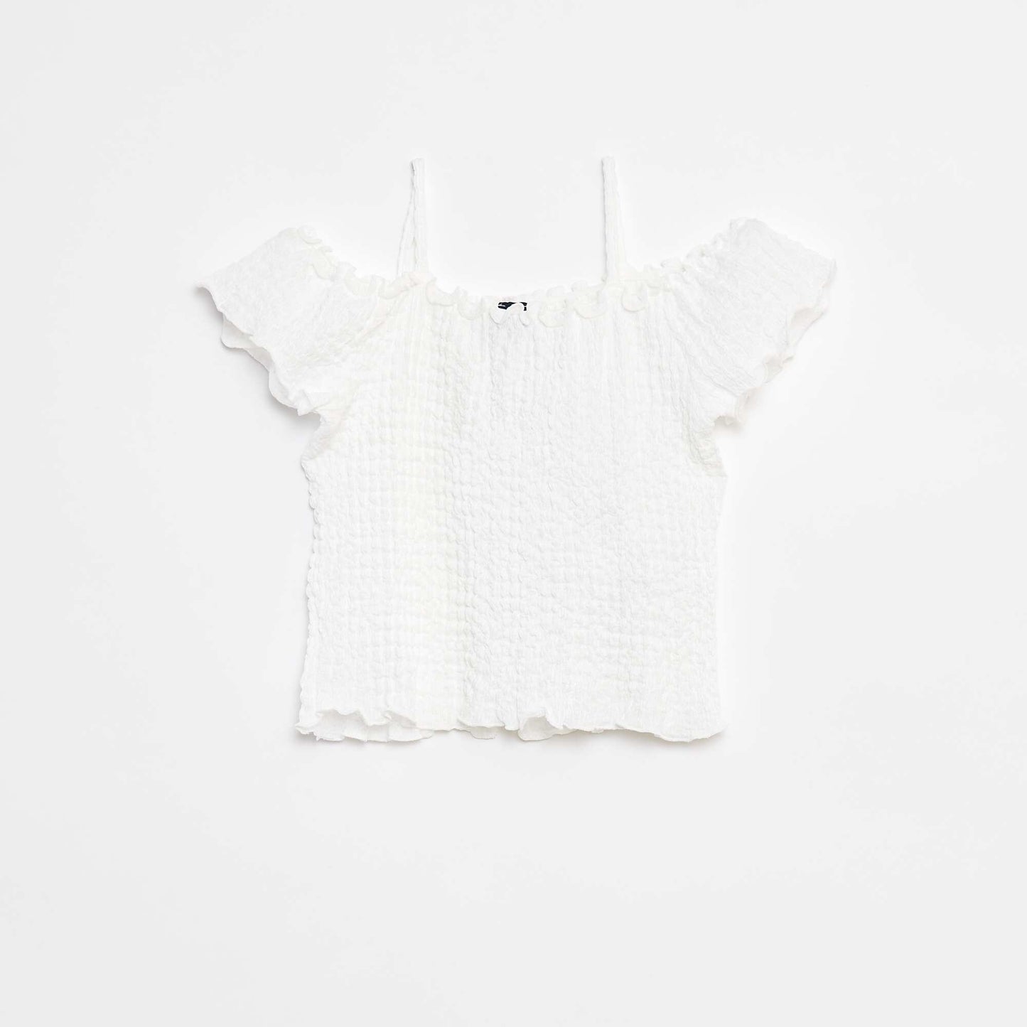 Top en maille gaufrée BLANC