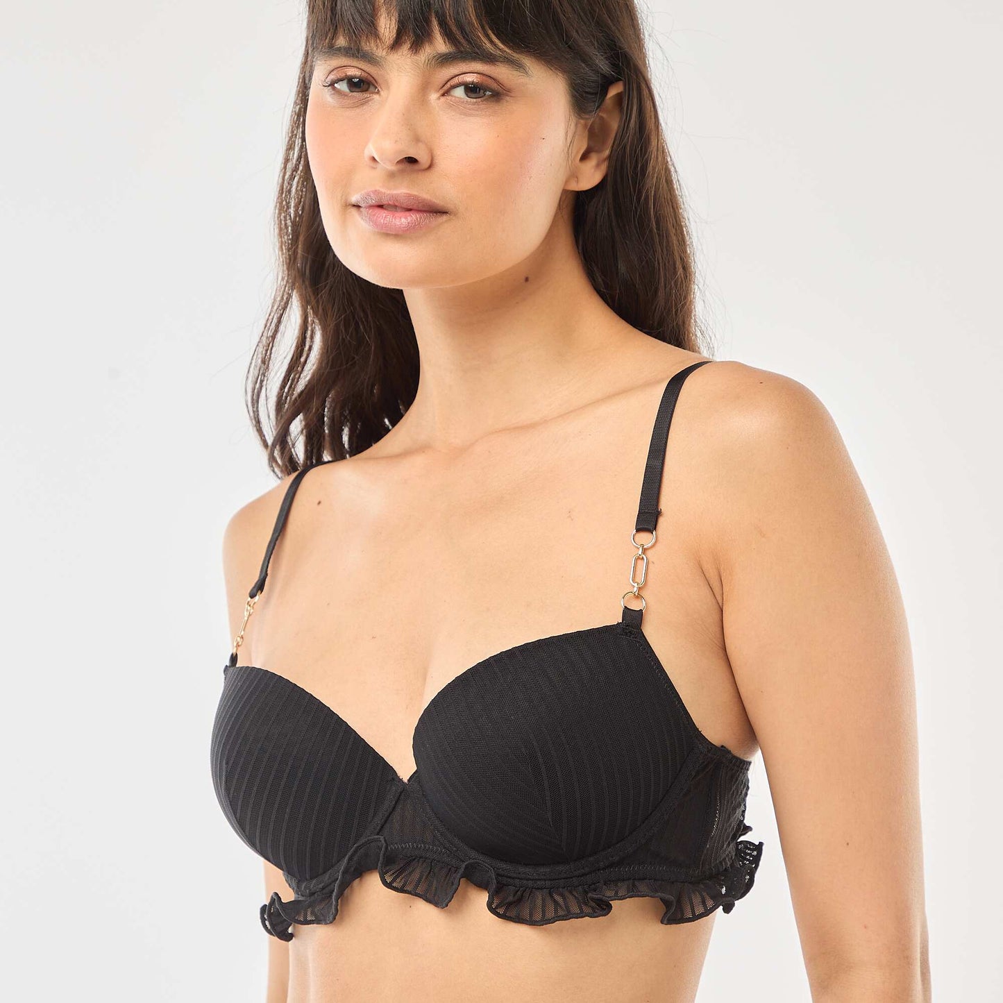 Soutien-gorge corbeille en tulle rayé NOIR