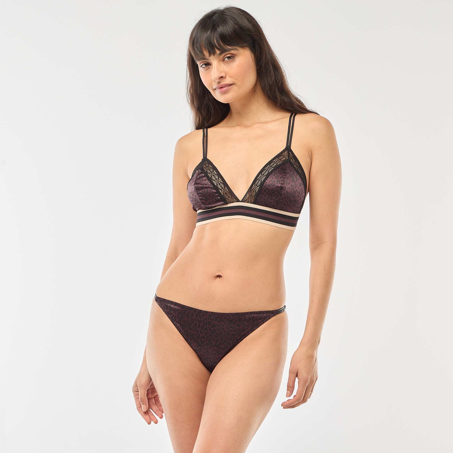 Soutien-gorge triangle satiné imprimé léopard VIOLET