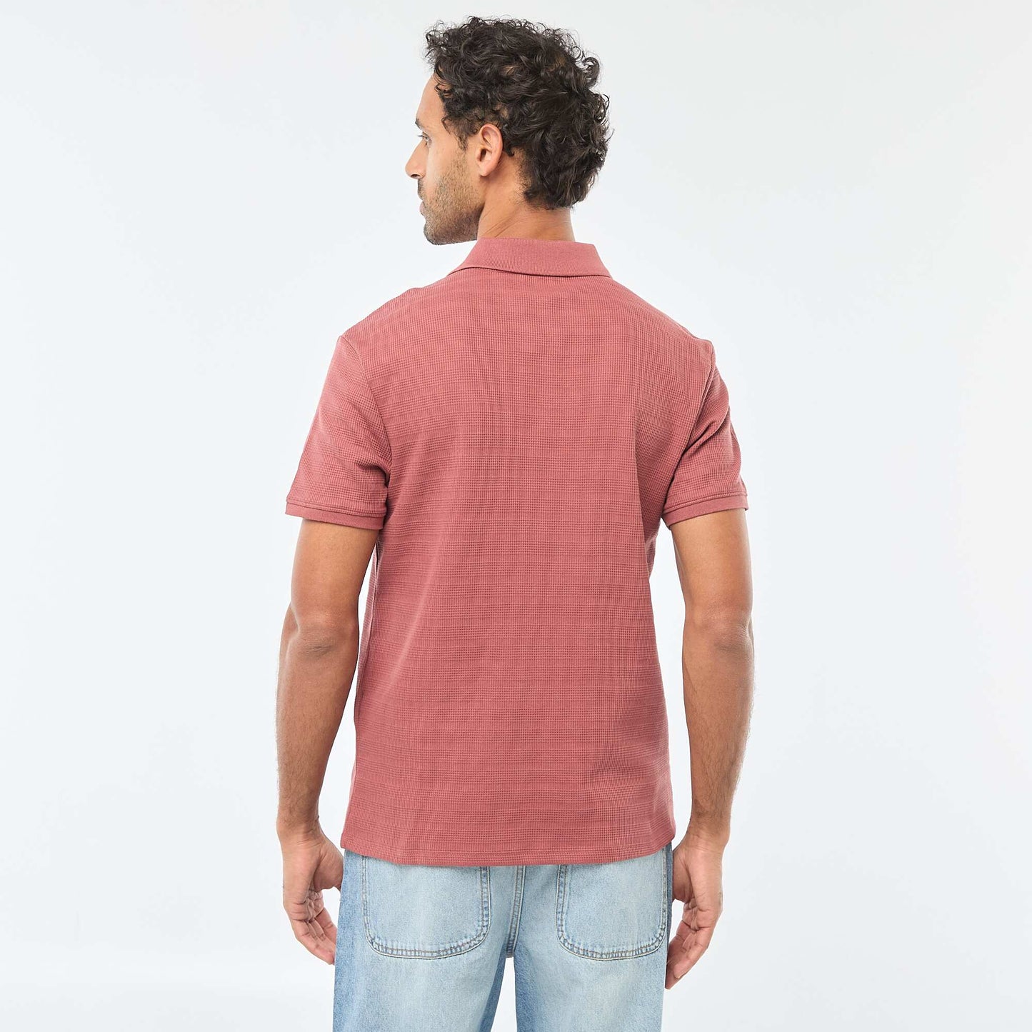Polo en piqué de coton à manches courtes ROUGE