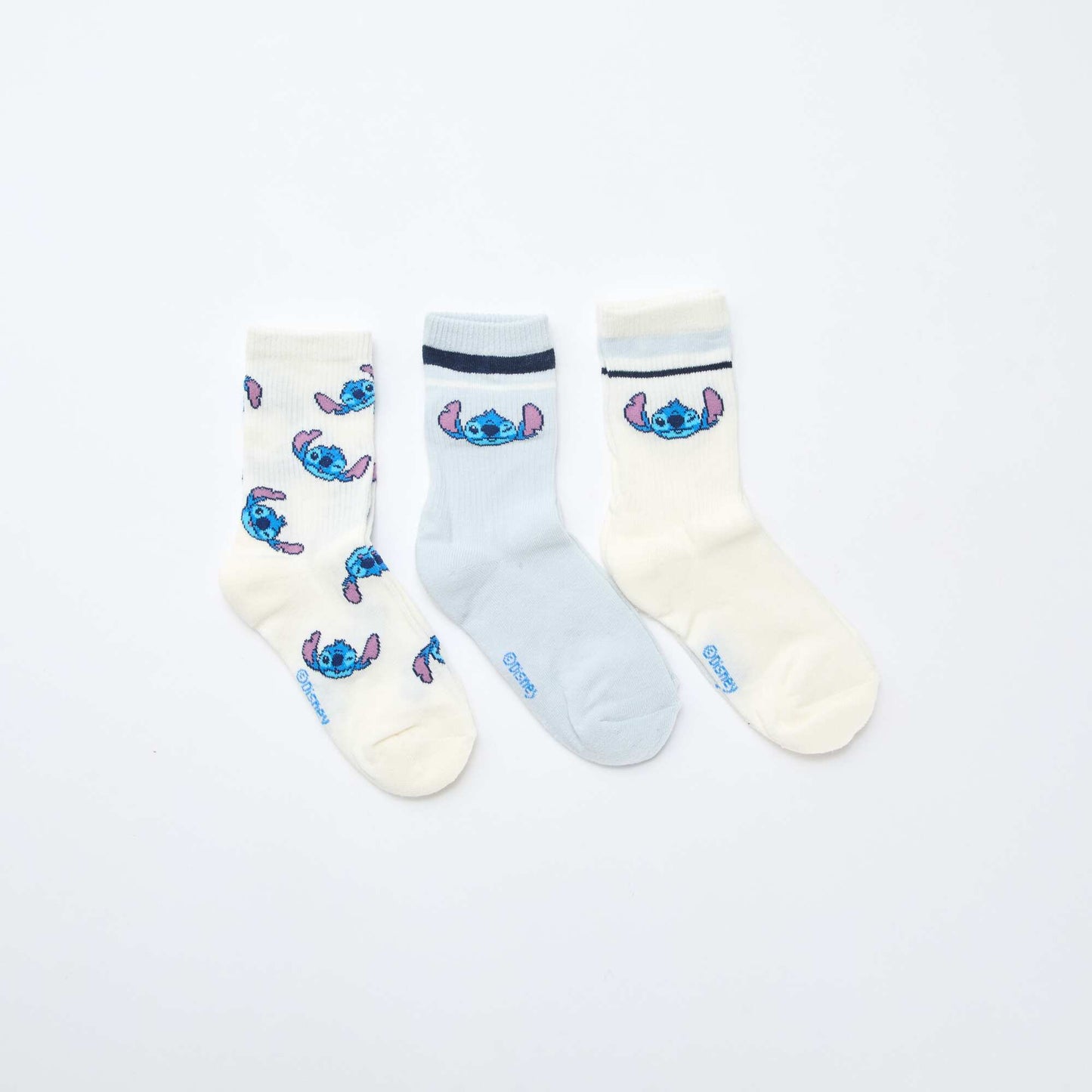 Lot de 3 paires de chaussettes 'Stitch' BLEU/BLANC