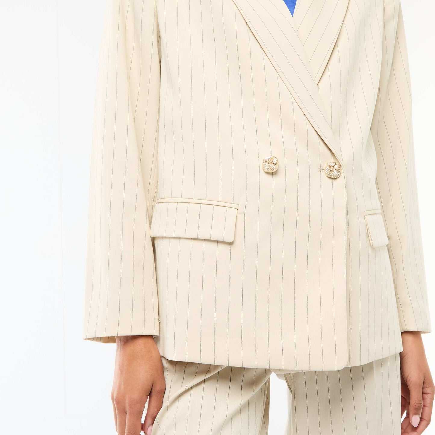 Veste de tailleur avec ouverture double boutonnage BEIGE