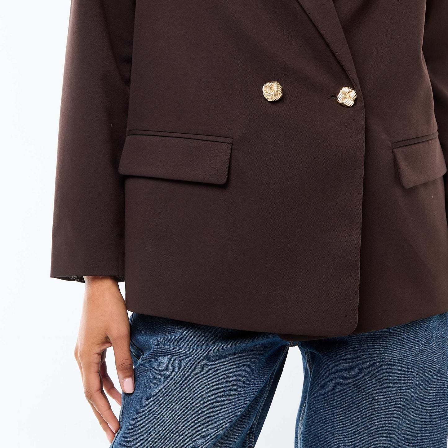 Veste de tailleur avec ouverture double boutonnage MARRON