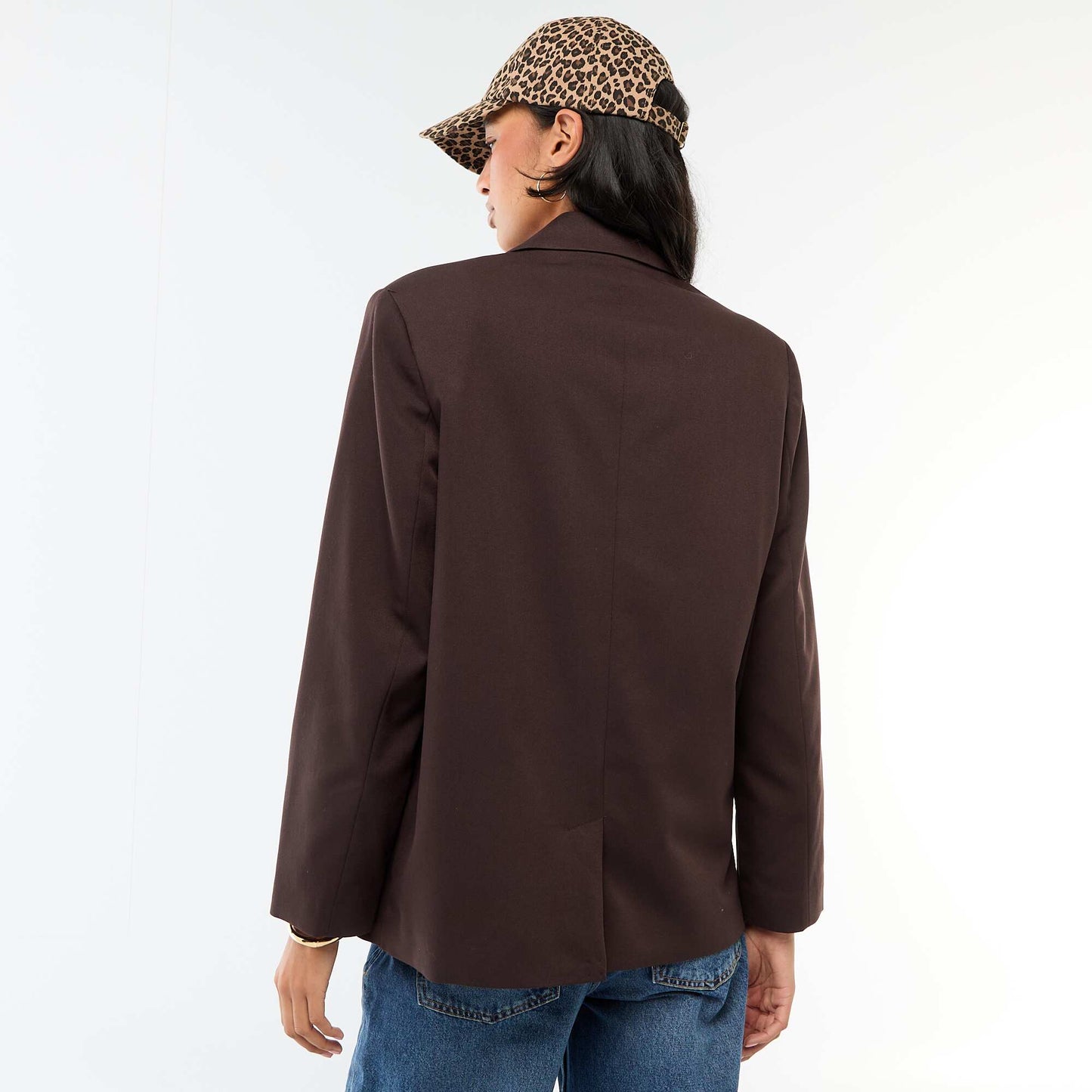 Veste de tailleur avec ouverture double boutonnage MARRON