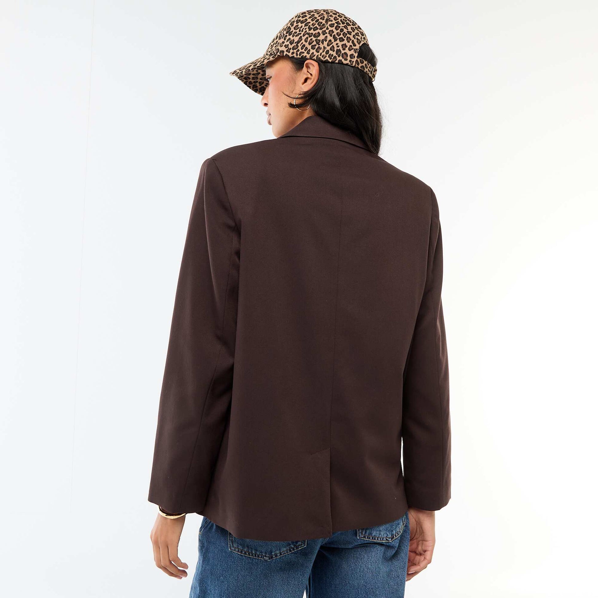 Veste de tailleur avec ouverture double boutonnage MARRON