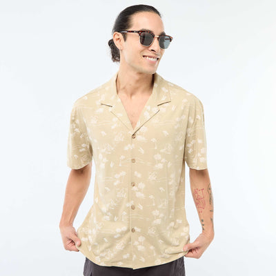 Chemise à manches courtes à motif BEIGE