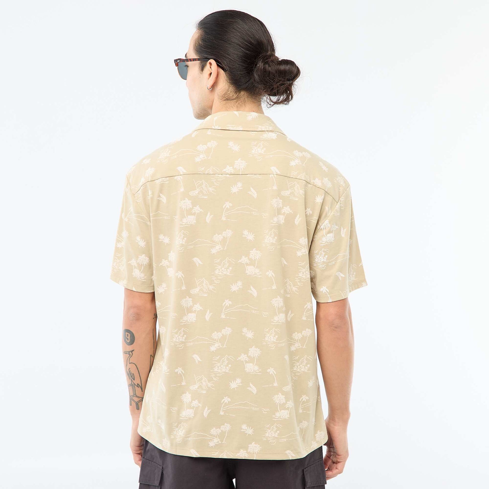 Chemise à manches courtes à motif BEIGE